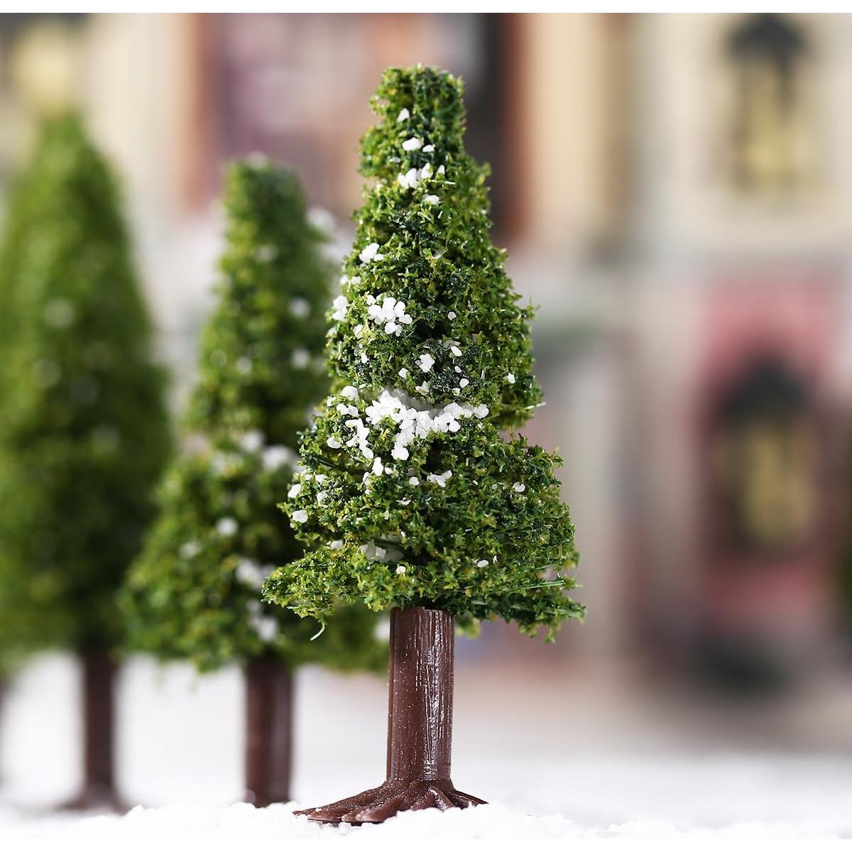 FAVOMOTO 15PCS Árboles Miniatura de Cedro Verde para Diorama