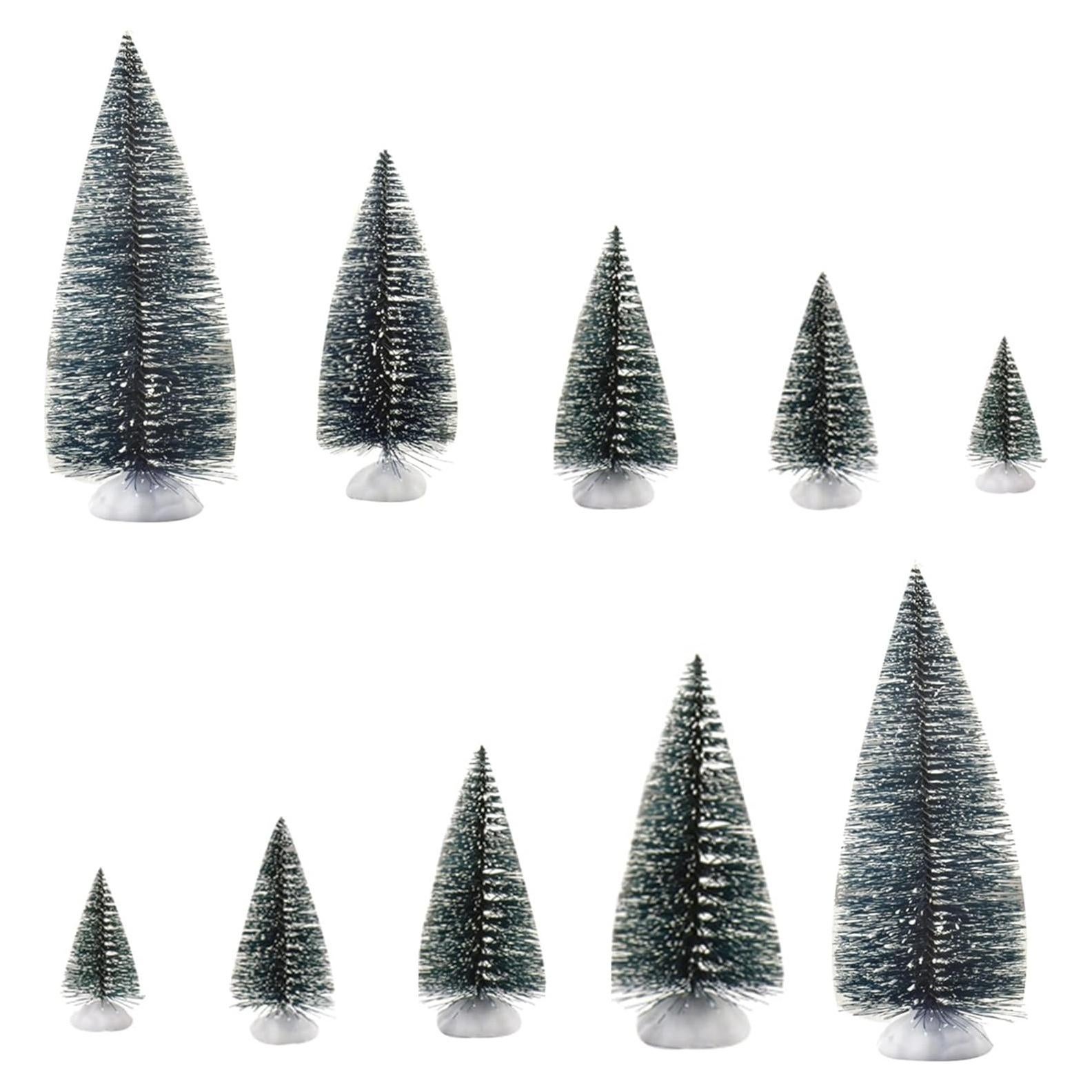 10 Árboles Miniatura de Cedro Verde con Nieve Alblinsy