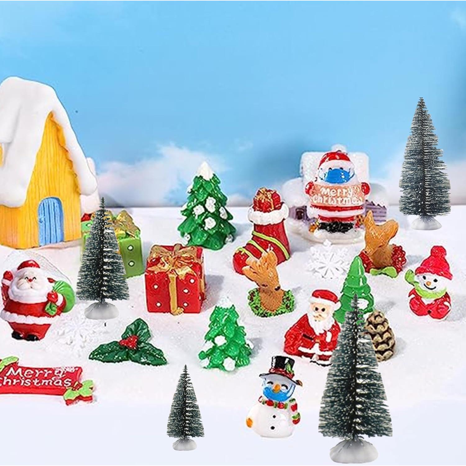 10 Árboles Miniatura de Cedro Verde con Nieve Alblinsy