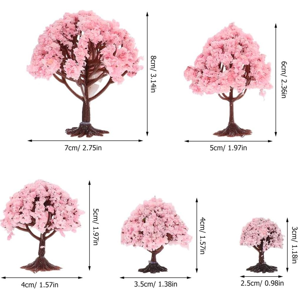 Yardwe 10Pcs Mini Árboles de Flor de Cerezo Falsos 7cm