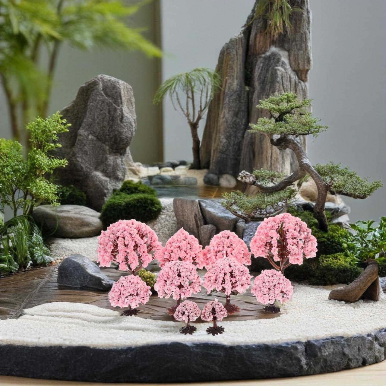 Yardwe 10Pcs Mini Árboles de Flor de Cerezo Falsos 7cm