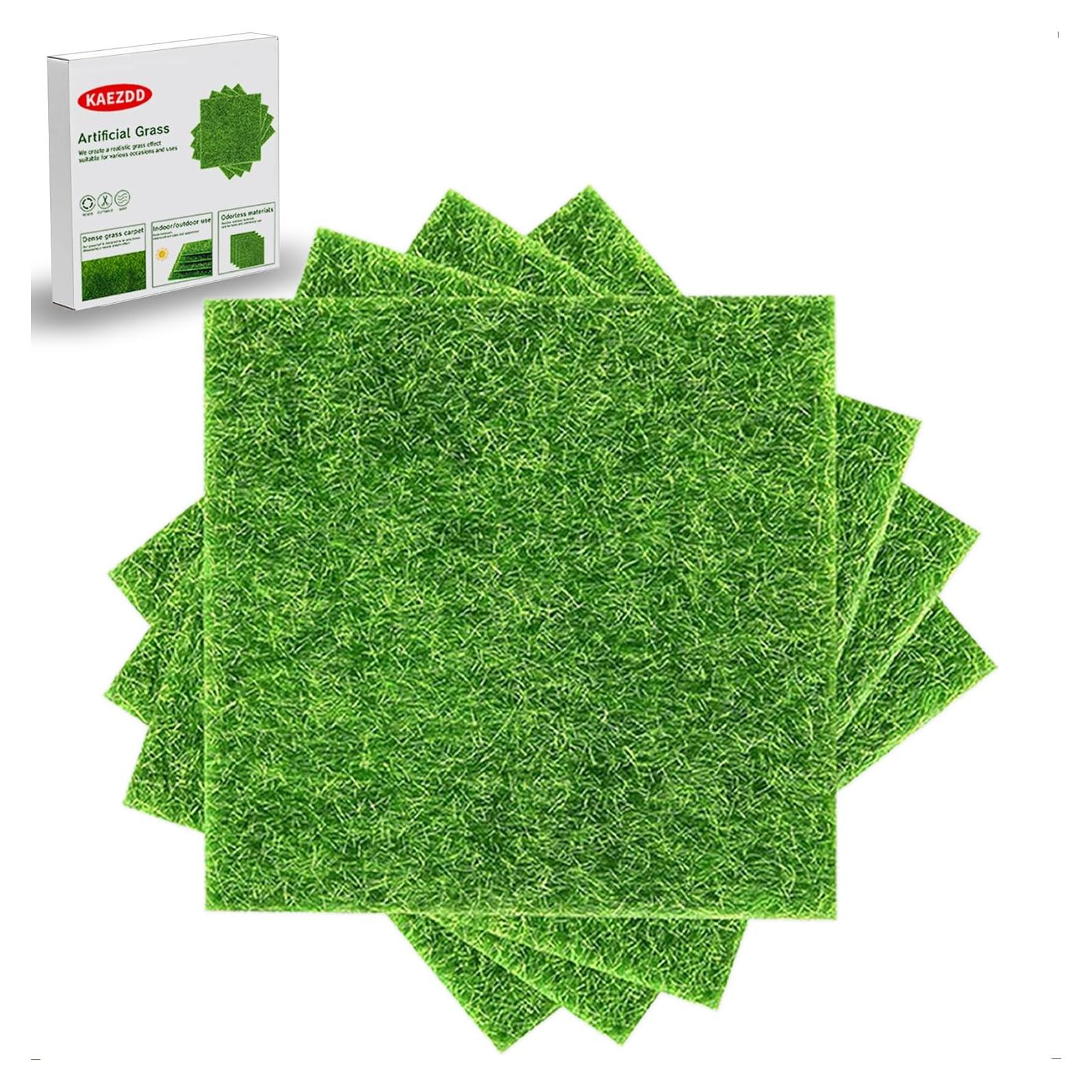 4 Paquetes de Césped Falso 15x15 cm KAEZDD para Manualidades
