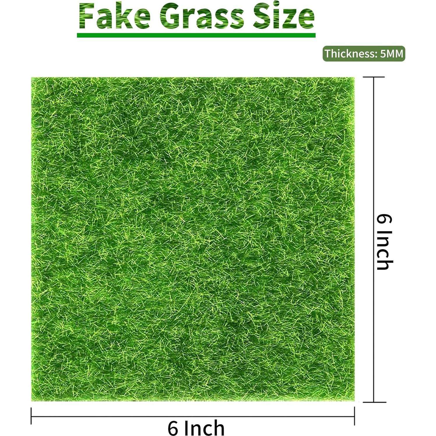4 Paquetes de Césped Falso 15x15 cm KAEZDD para Manualidades