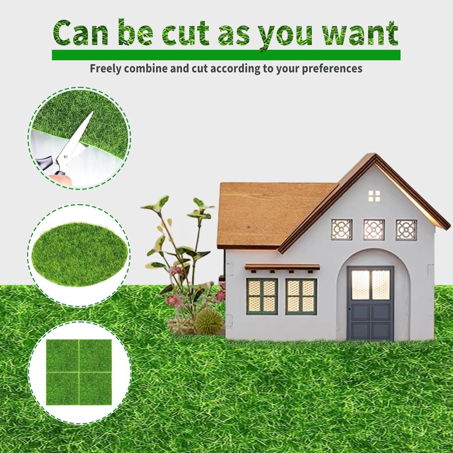 4 Paquetes de Césped Falso 15x15 cm KAEZDD para Manualidades