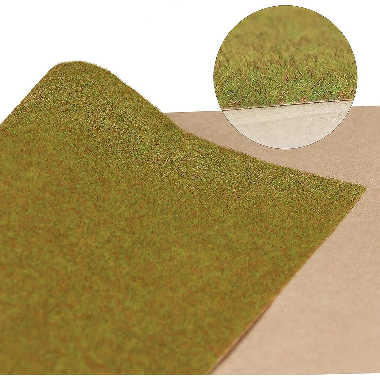 Model Train Grass Mat 100 x 250cm or 39x98inch Artificial Grass Mat for Decoration Craft Scenery DIY CP135 Autumn Green