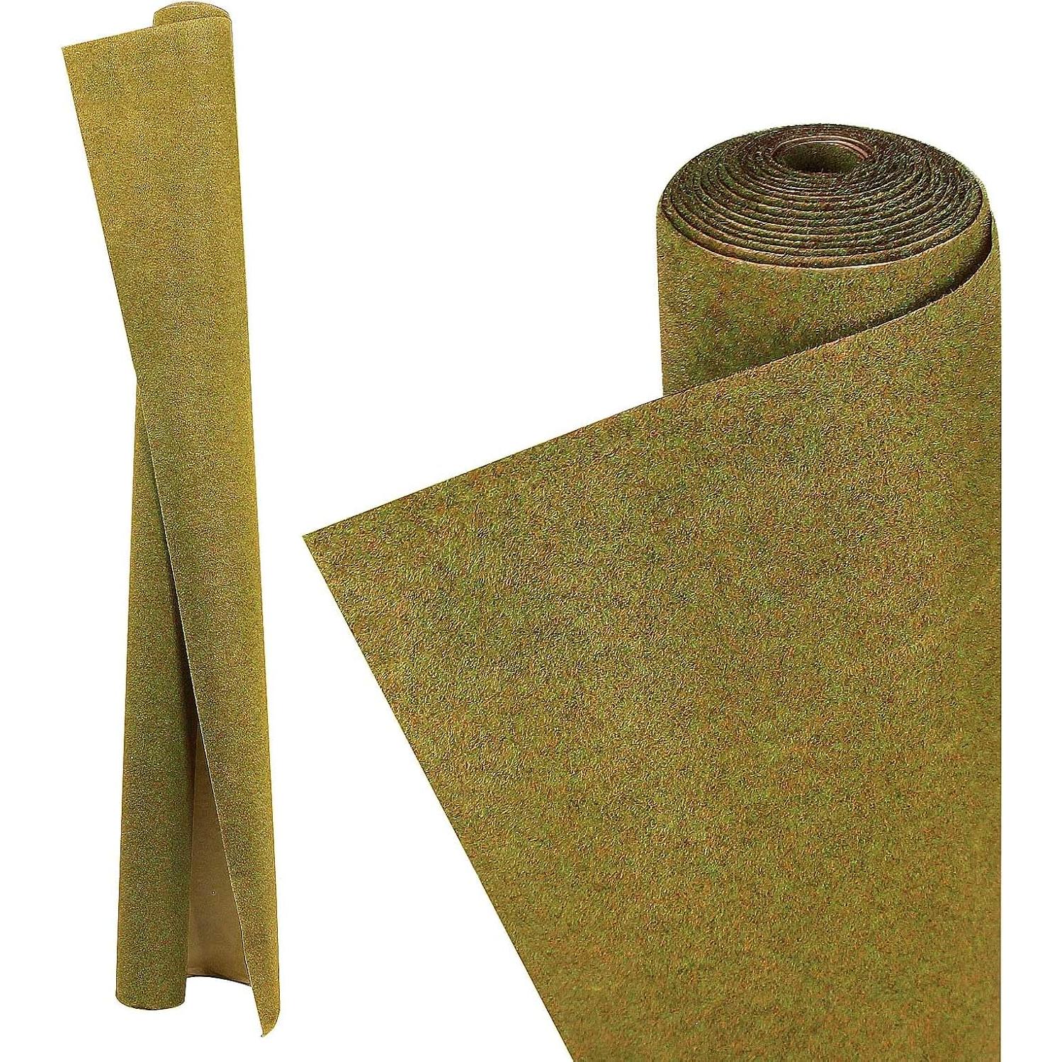 Model Train Grass Mat 100 x 250cm or 39x98inch Artificial Grass Mat for Decoration Craft Scenery DIY CP135 Autumn Green