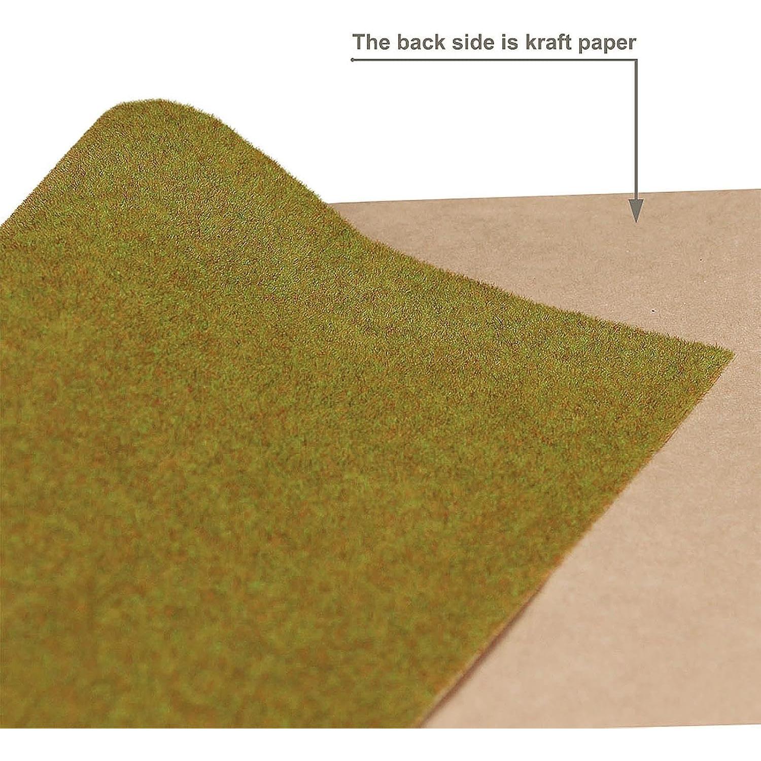 Model Train Grass Mat 100 x 250cm or 39x98inch Artificial Grass Mat for Decoration Craft Scenery DIY CP135 Autumn Green