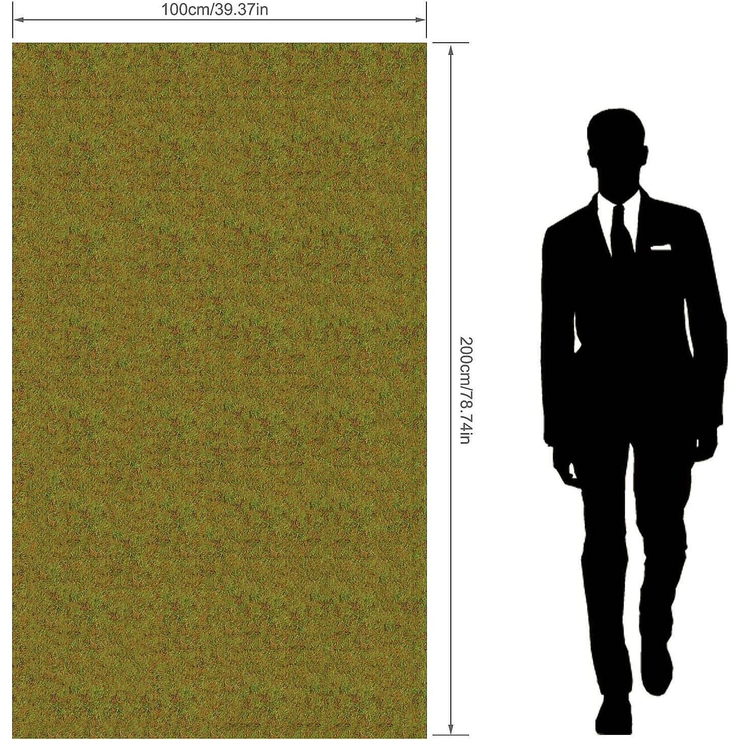 Model Train Grass Mat 100 x 250cm or 39x98inch Artificial Grass Mat for Decoration Craft Scenery DIY CP135 Autumn Green