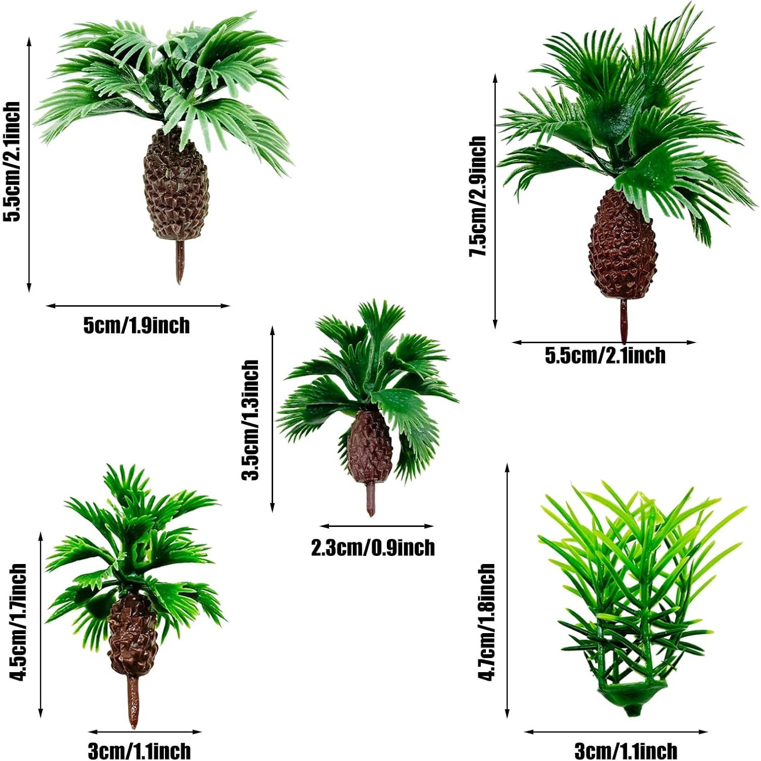 Cayway 12 PCS Árboles Palma de Coco y Césped Miniatura