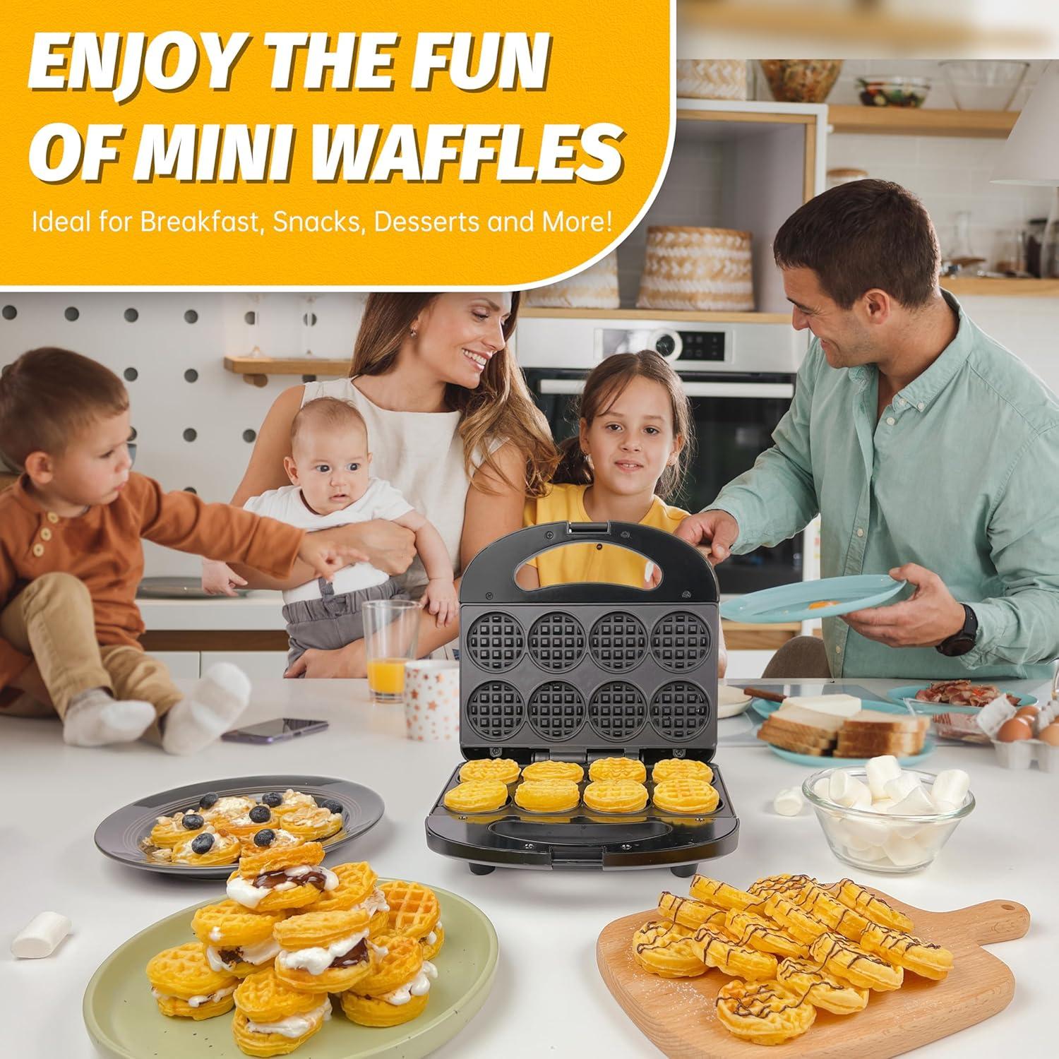 Mini Máquina de Waffles FineMade 8 Pcs Antiadherente