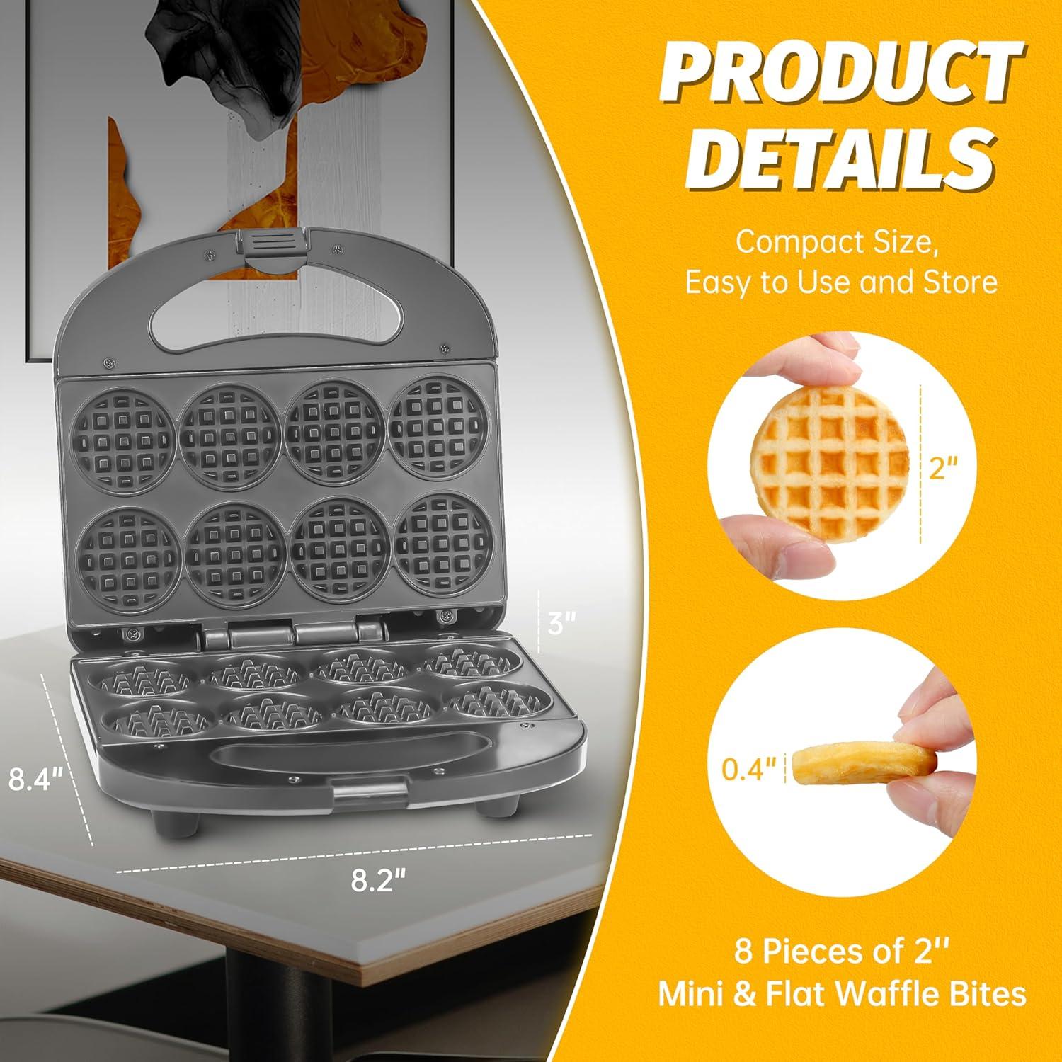 Mini Máquina de Waffles FineMade 8 Pcs Antiadherente