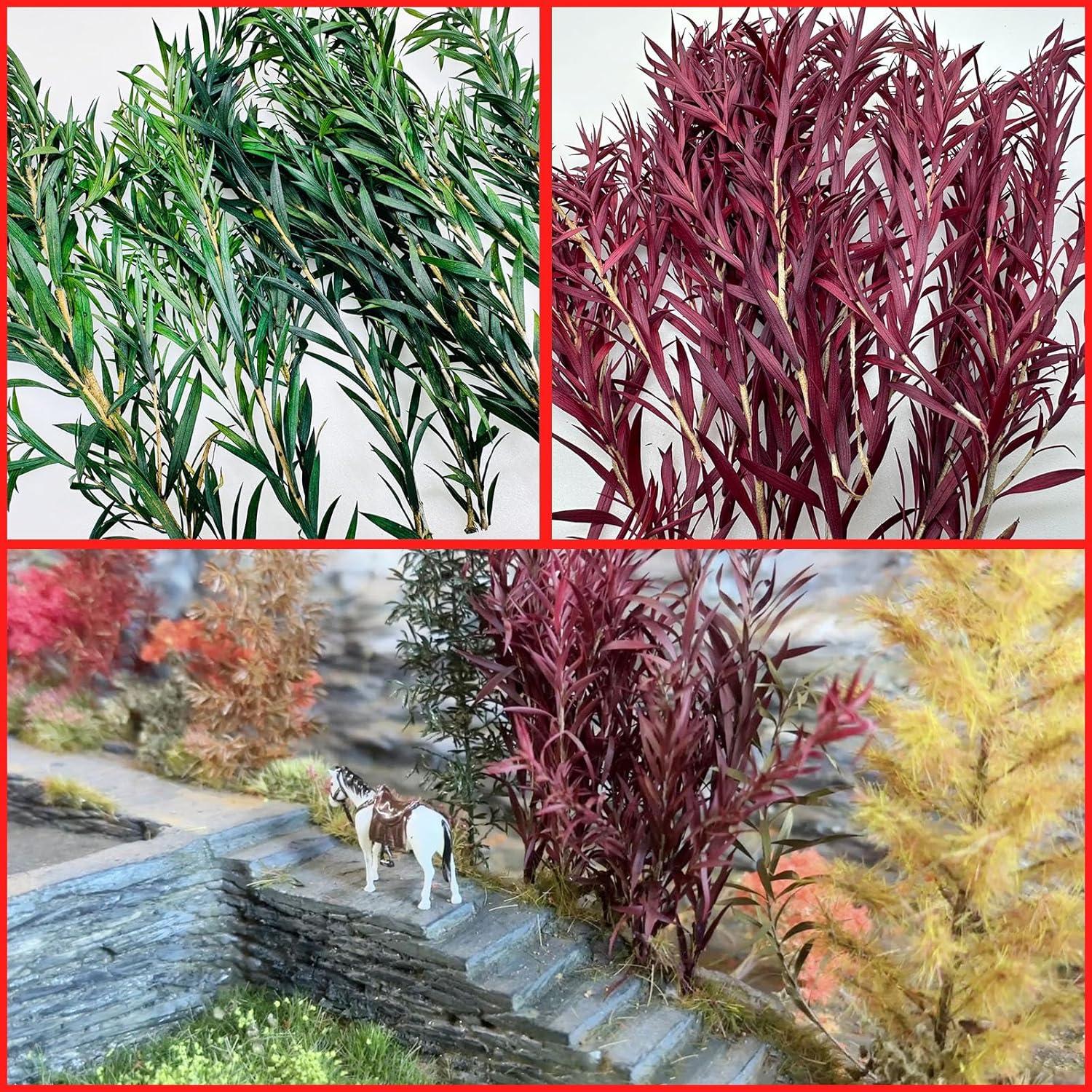 Cayway 2 Arbustos Artificiales Verde y Rojo para Diorama