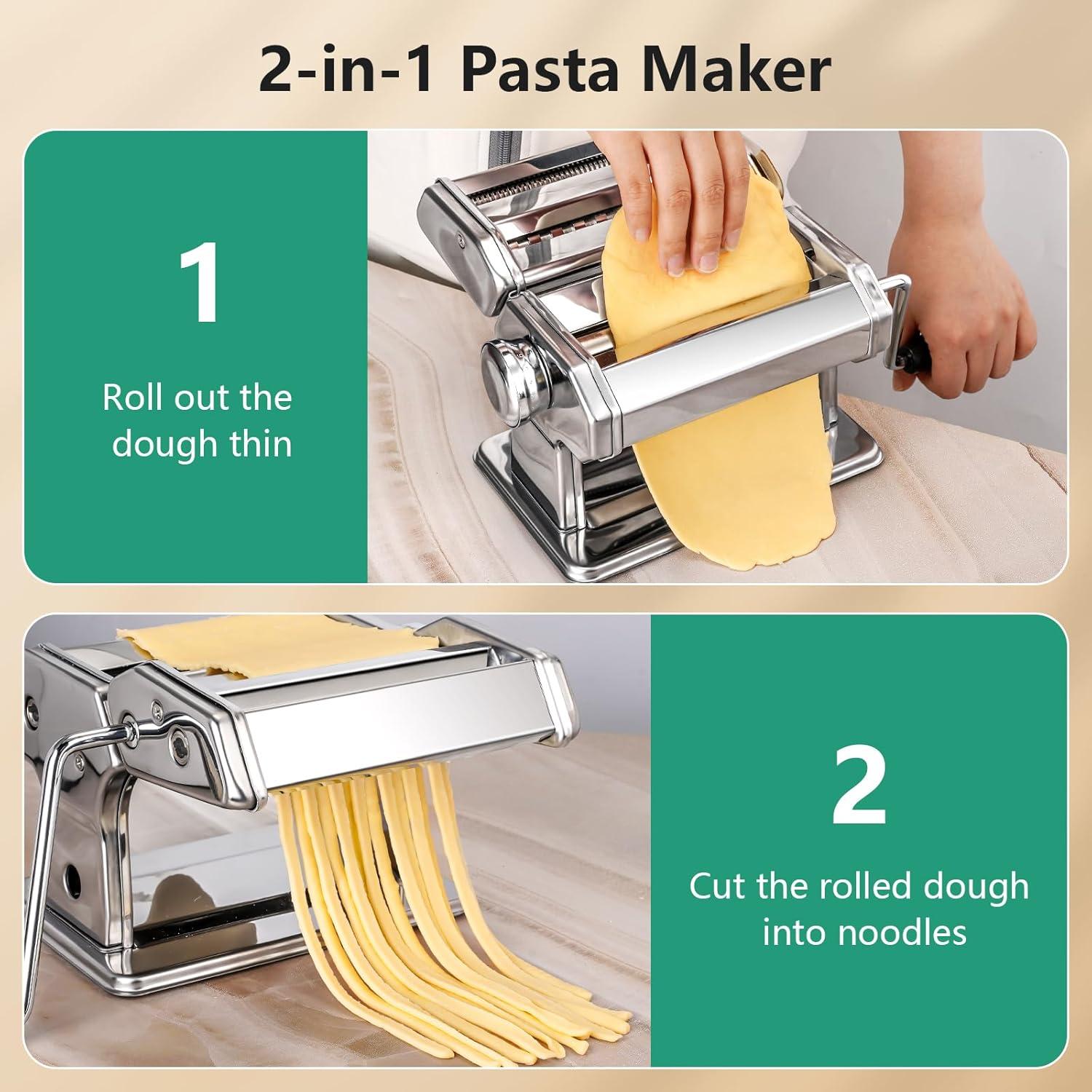 YASHE Máquina de Pasta Manual 2 en 1 con Kit de Limpieza