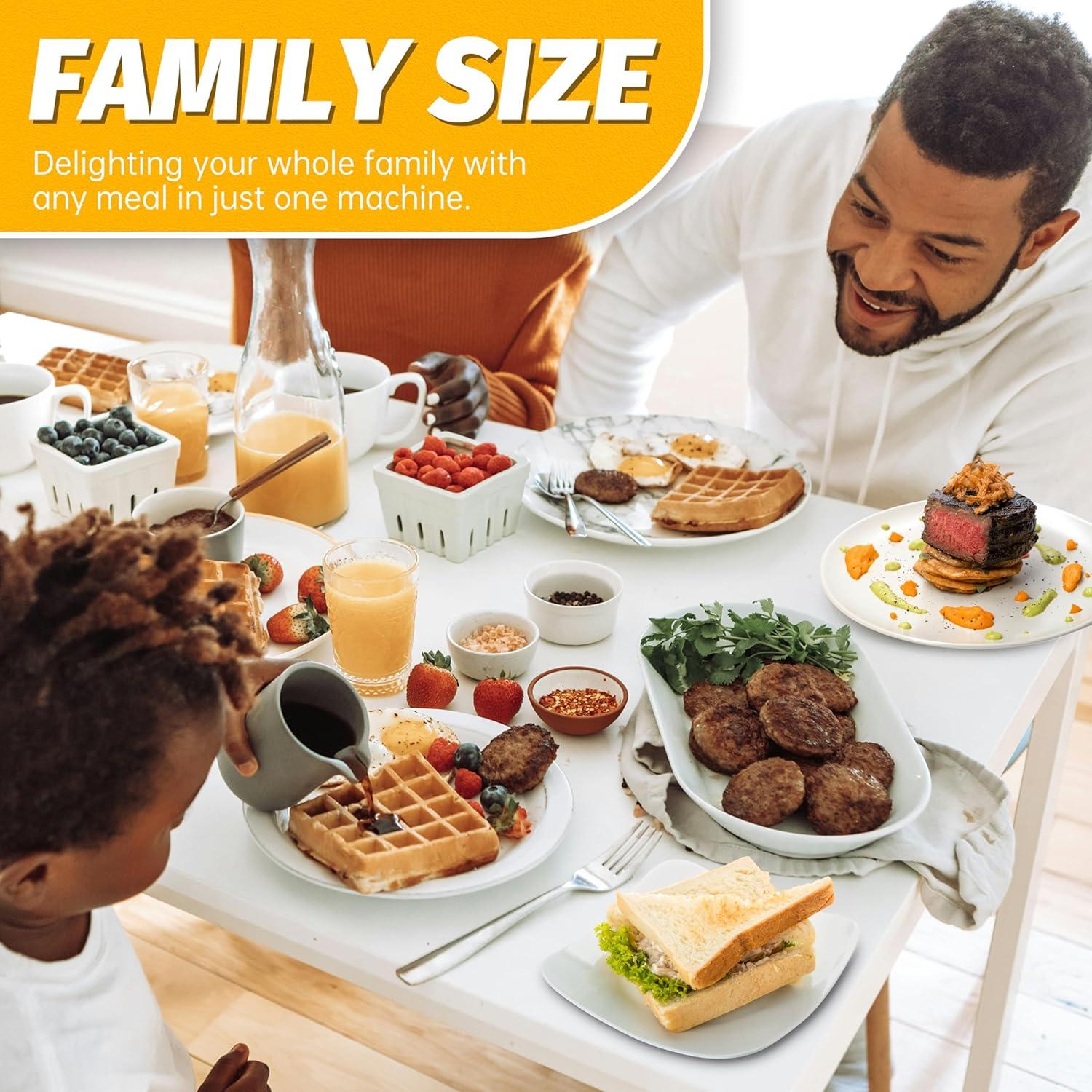 Waflera 3 en 1 FineMade Acero Inoxidable 1200W Grande