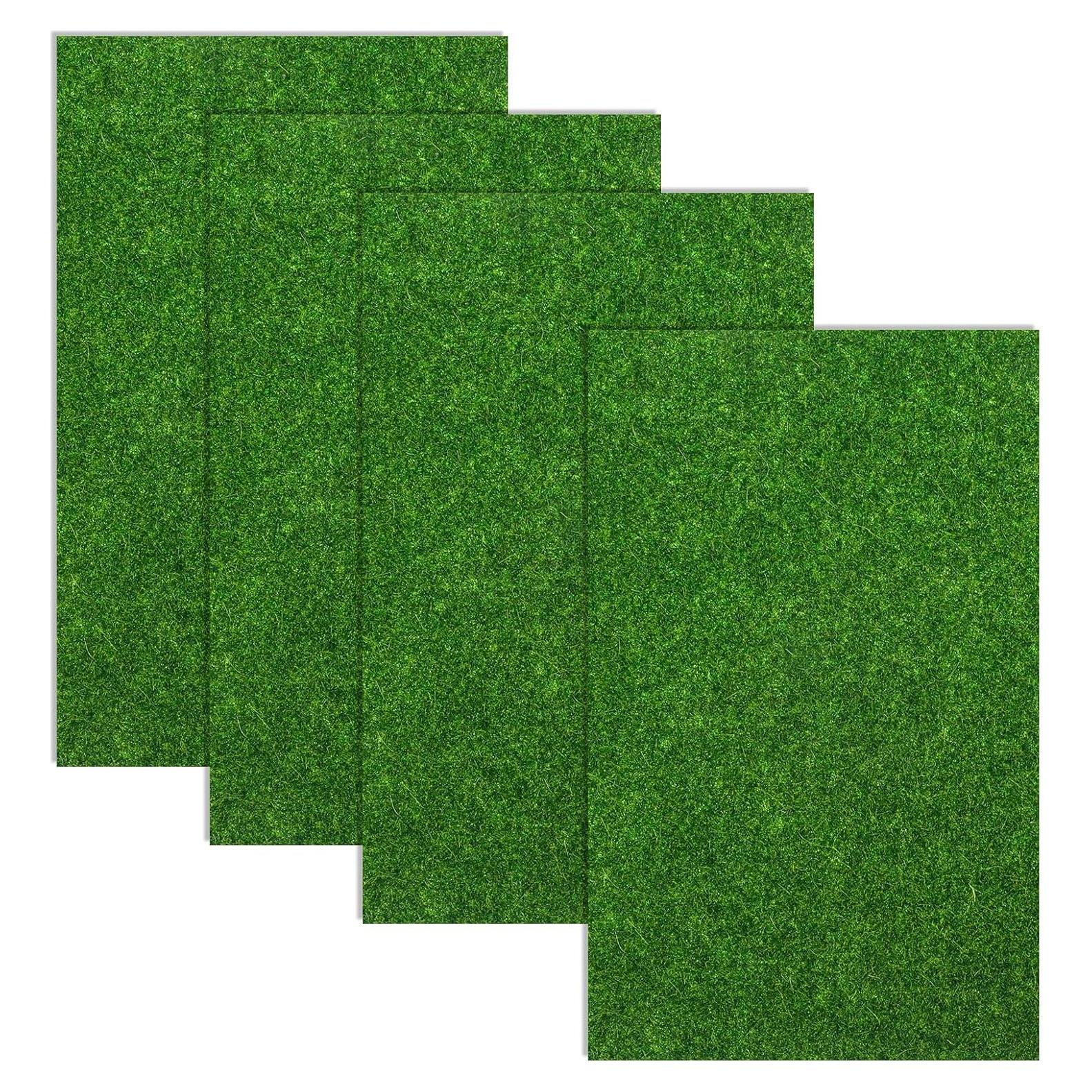 4 Paquetes de Césped Artificial 15 x 25 cm Decoración DIY