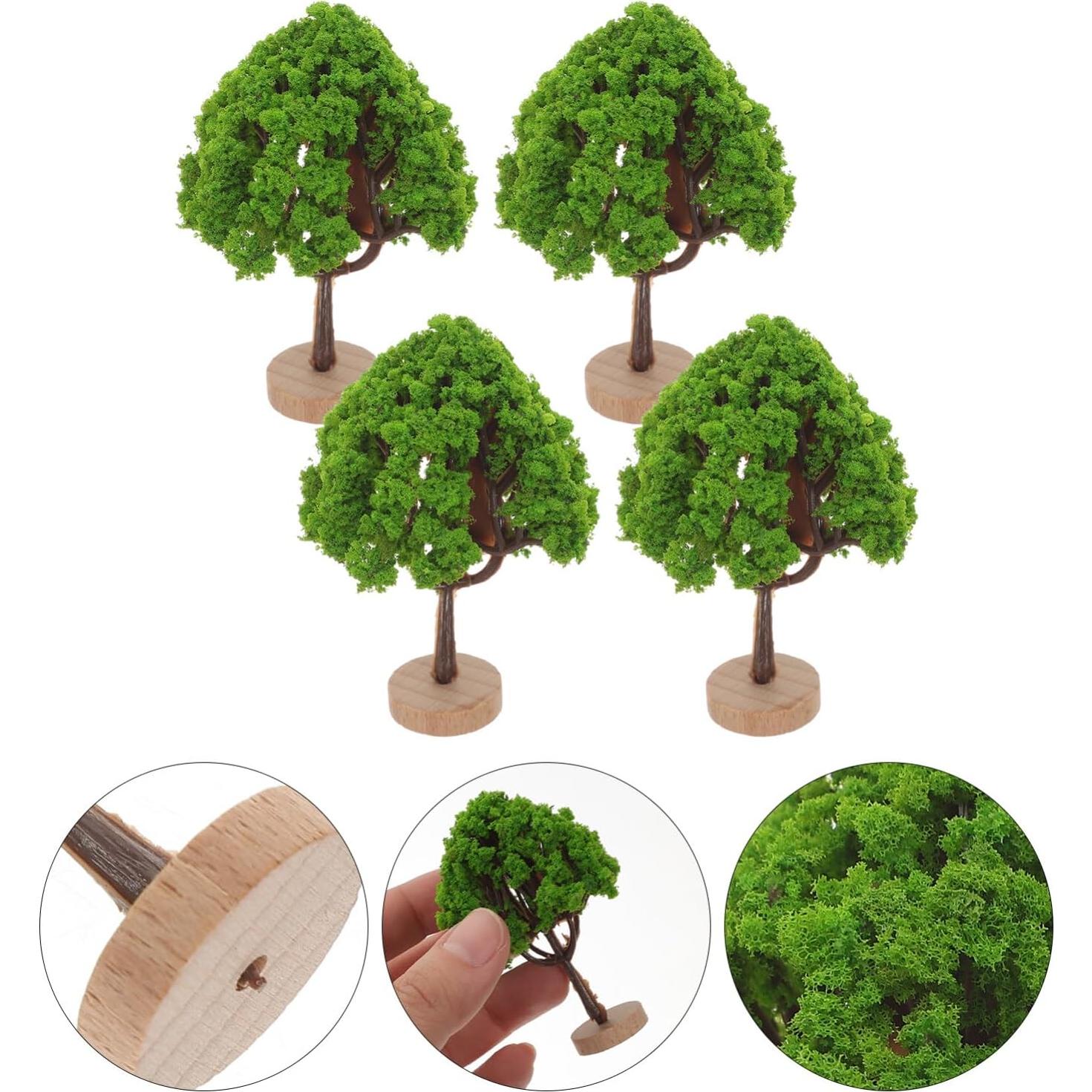 Kichvoe Mini Árboles Escenografía Tren 7x4.5cm 4Pcs