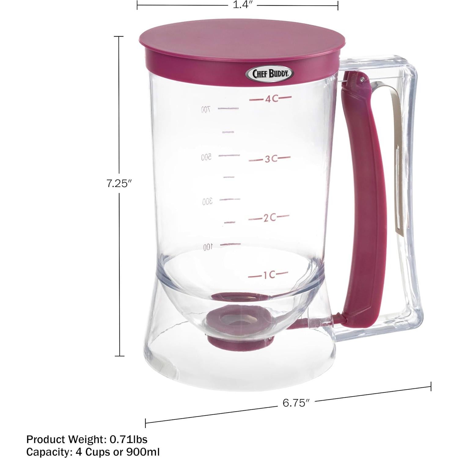 Dispensador de Mezcla Chef Buddy 900 mL Púrpura para Pancakes