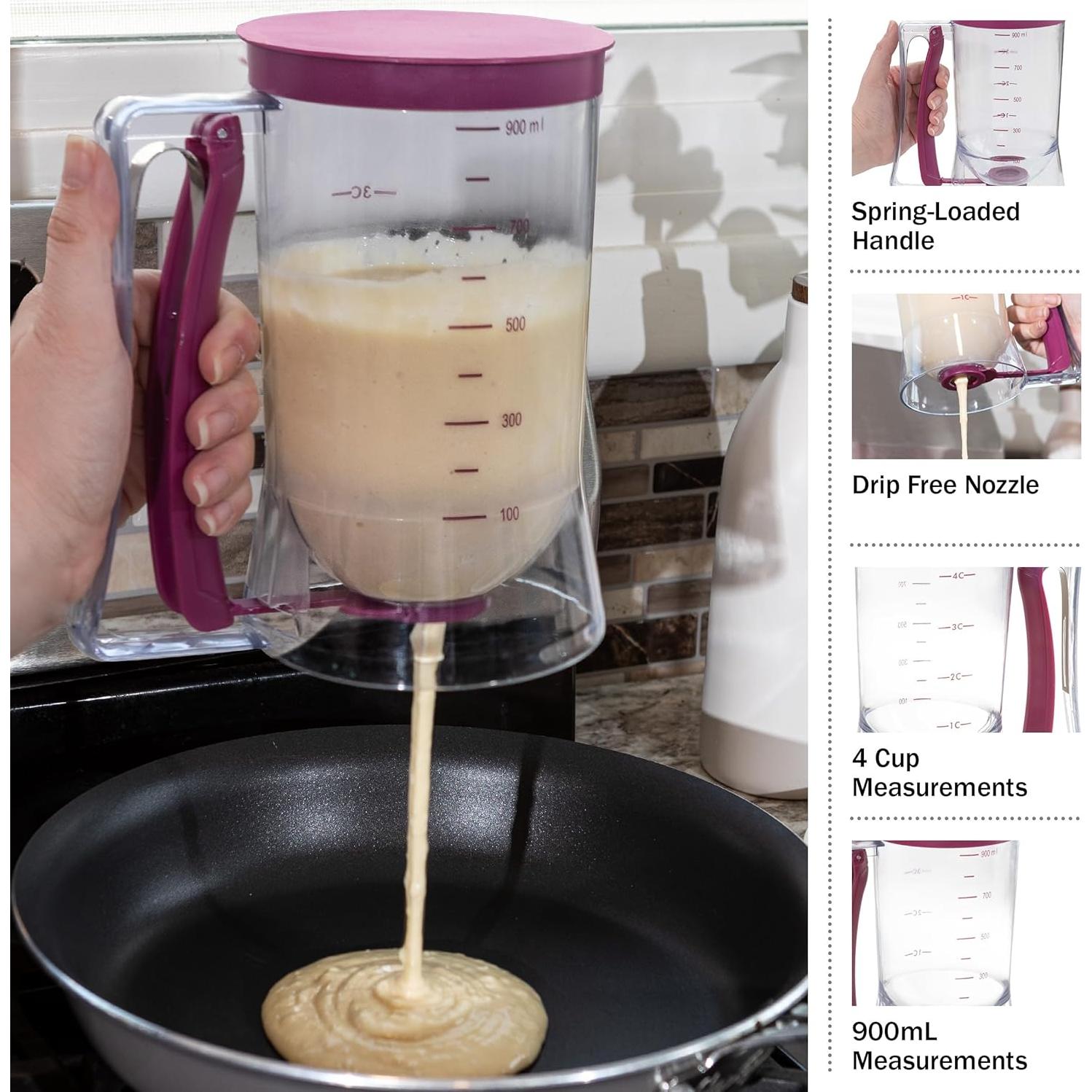 Dispensador de Mezcla Chef Buddy 900 mL Púrpura para Pancakes