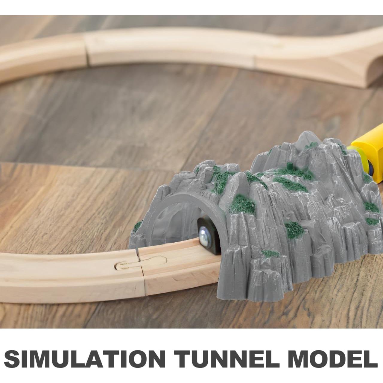 Accesorios de tren de madera Ibasenice - Túnel de plástico 25.5x19.5x11.5 cm