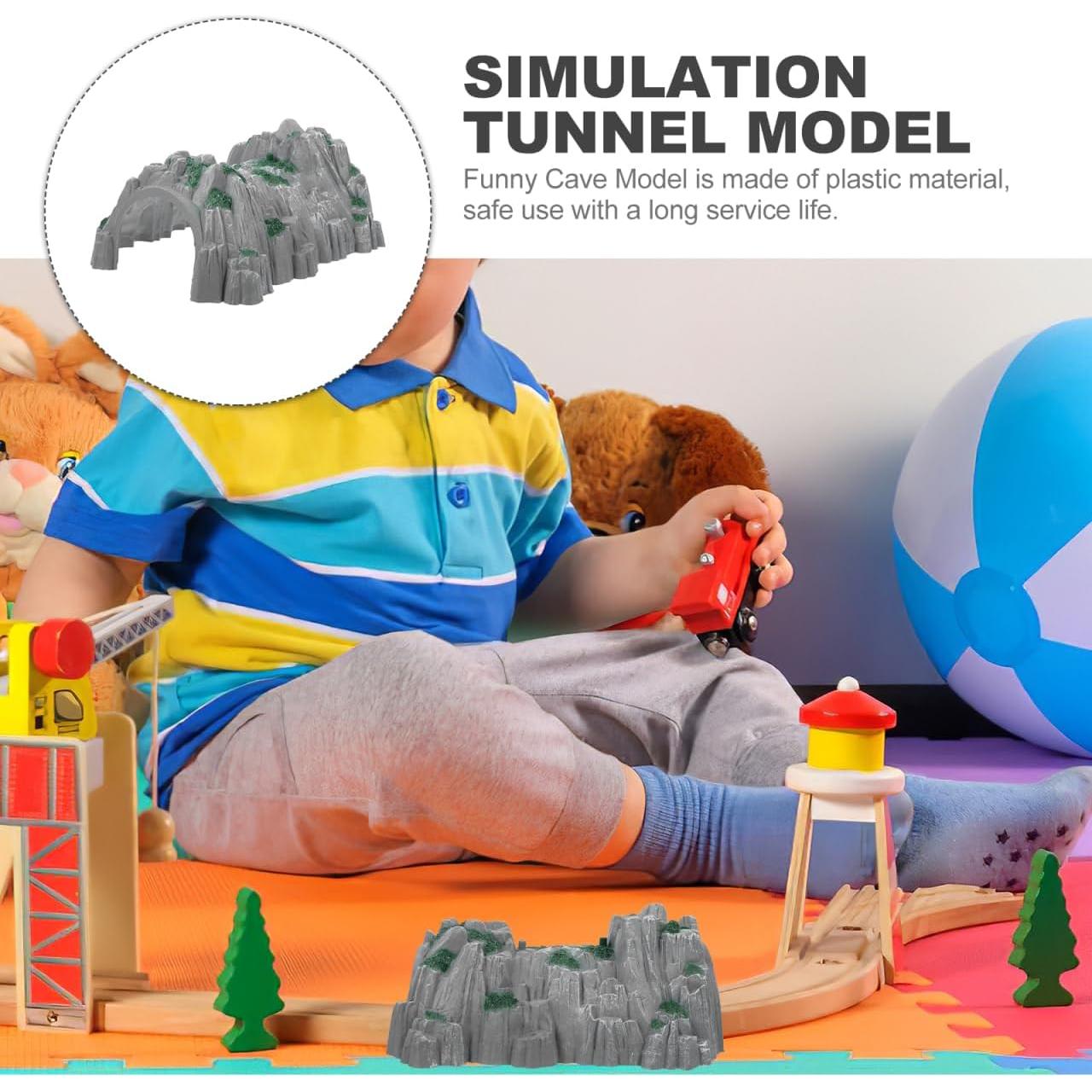 Accesorios de tren de madera Ibasenice - Túnel de plástico 25.5x19.5x11.5 cm