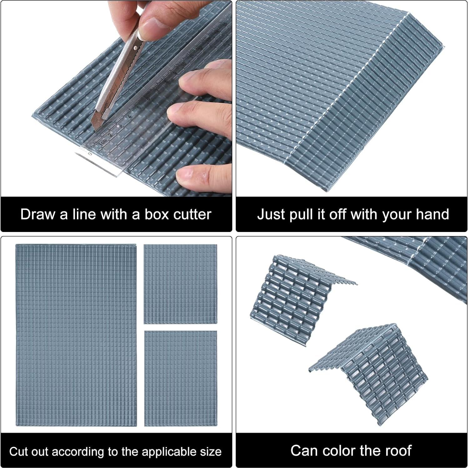 Tejas de Techo Miniatura MECCANIXITY PVC Gris Oscuro 4 Pzas