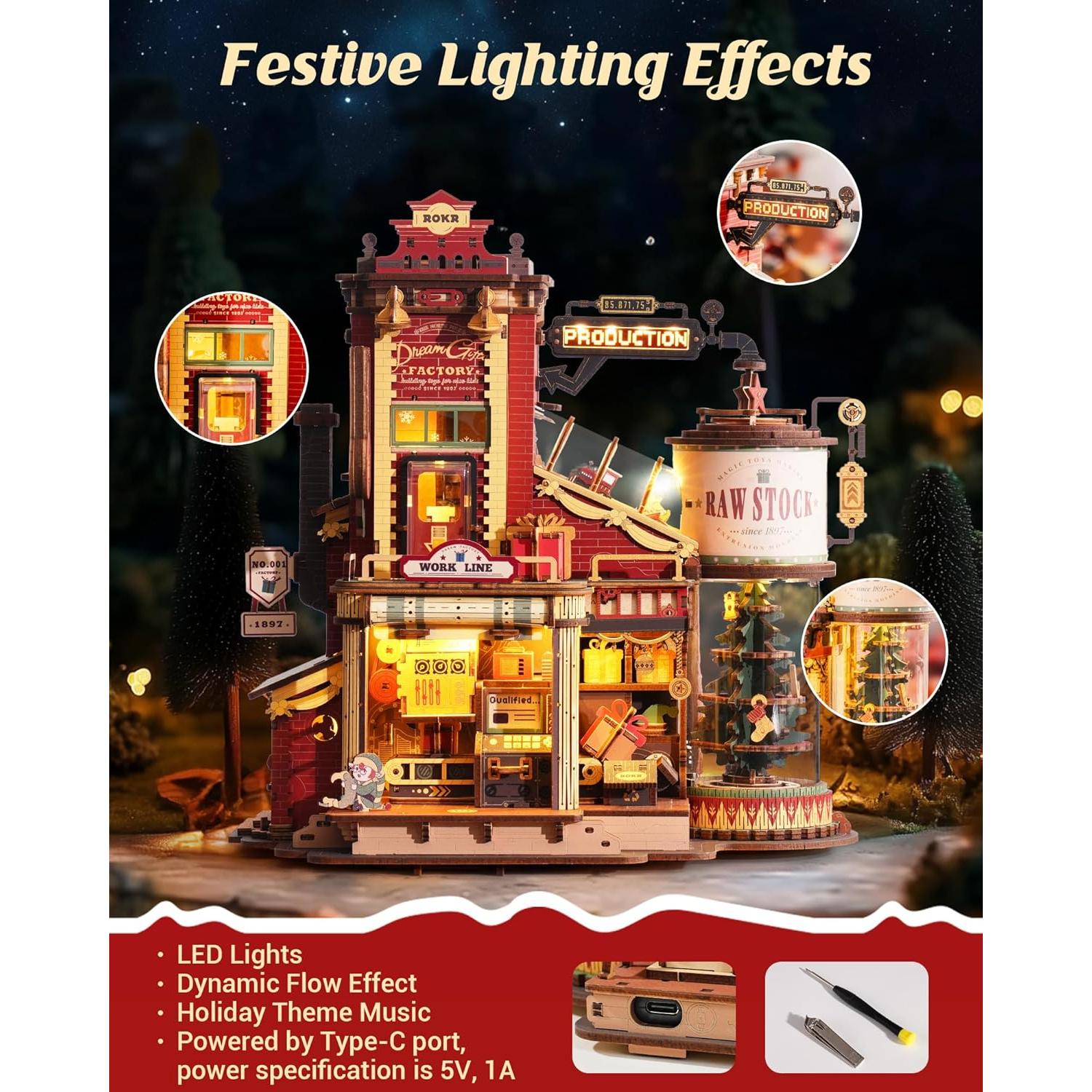 Rompecabezas 3D de Madera ROKR Fábrica de Regalos 449 Piezas