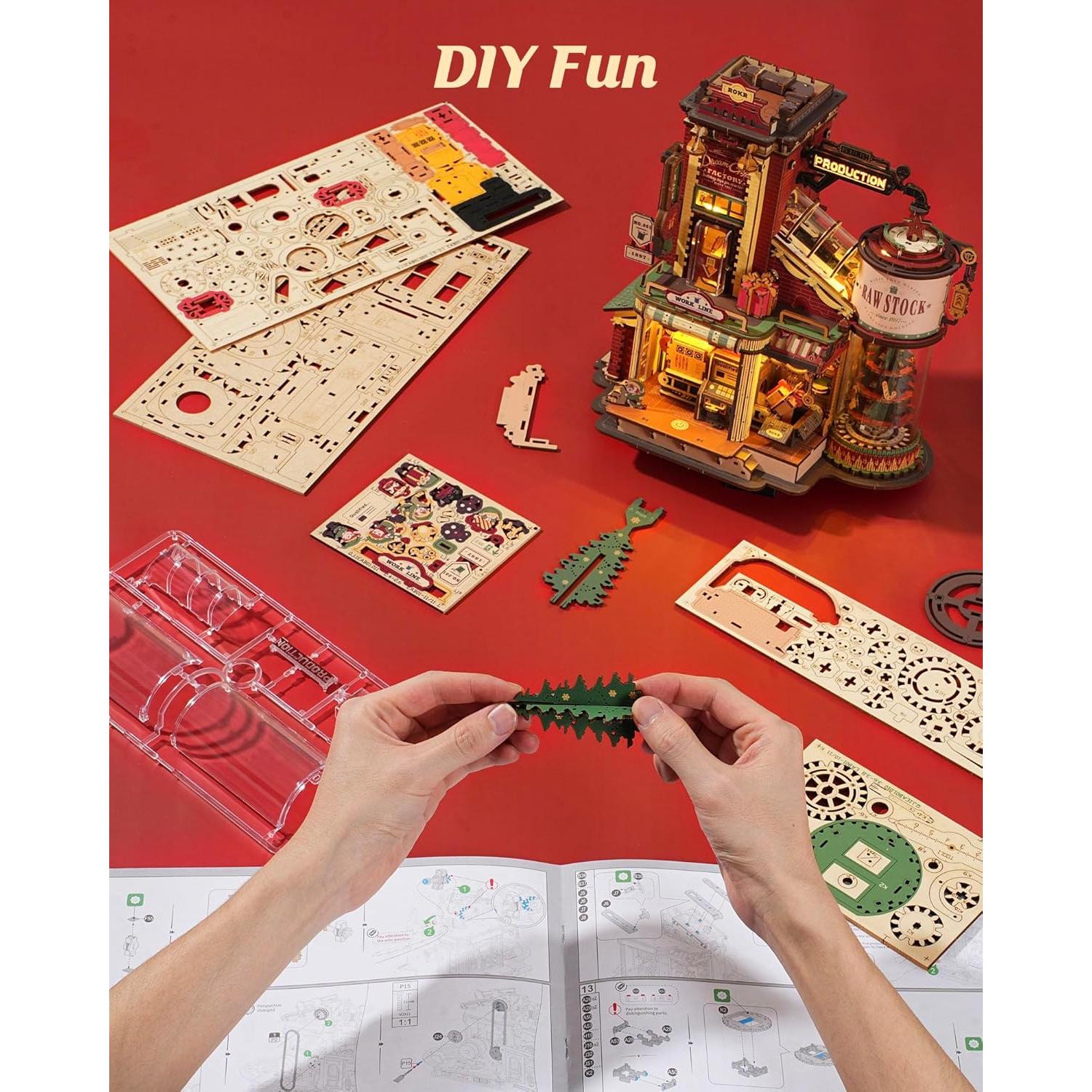 Rompecabezas 3D de Madera ROKR Fábrica de Regalos 449 Piezas