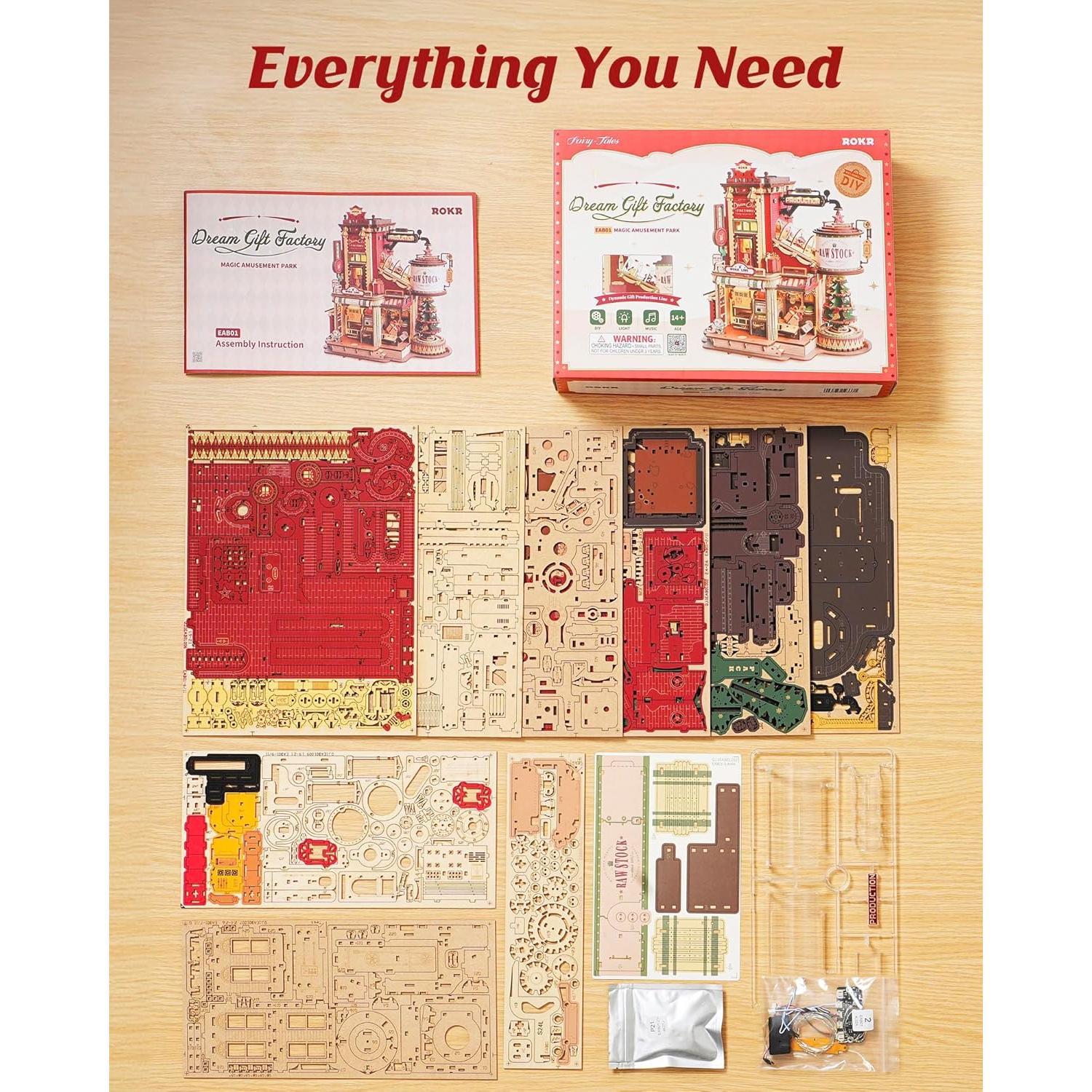 Rompecabezas 3D de Madera ROKR Fábrica de Regalos 449 Piezas