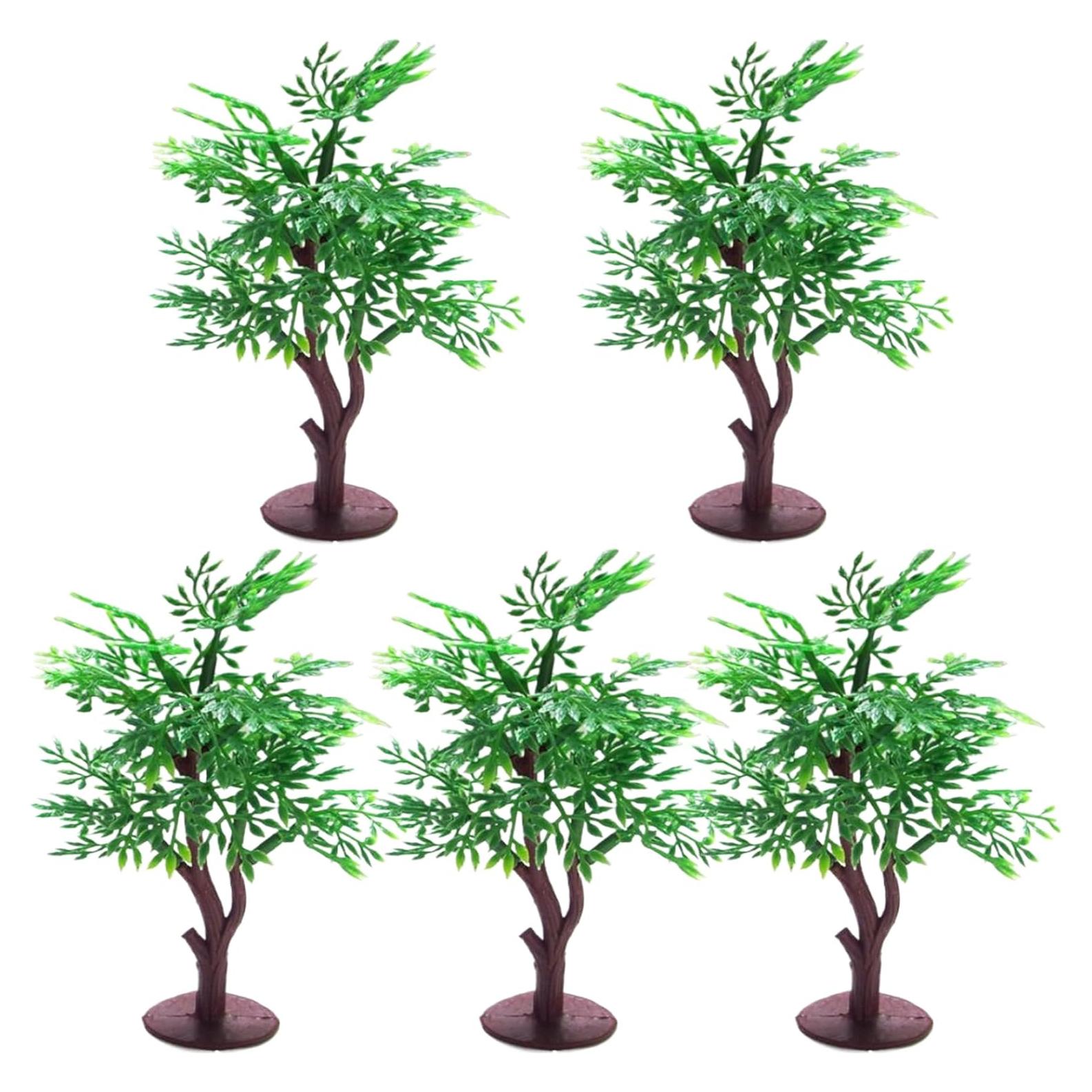 5Pcs Mini Trees, Artificial Plastic Model Trees, Low-Maintenance Multi-Use Little Trees for DIY Crafts Building Model Scenery Landscape, Green