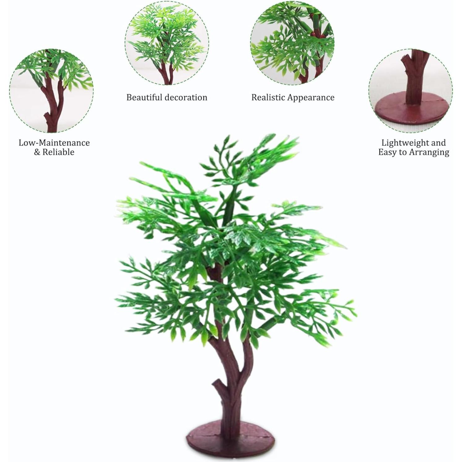 5Pcs Mini Trees, Artificial Plastic Model Trees, Low-Maintenance Multi-Use Little Trees for DIY Crafts Building Model Scenery Landscape, Green