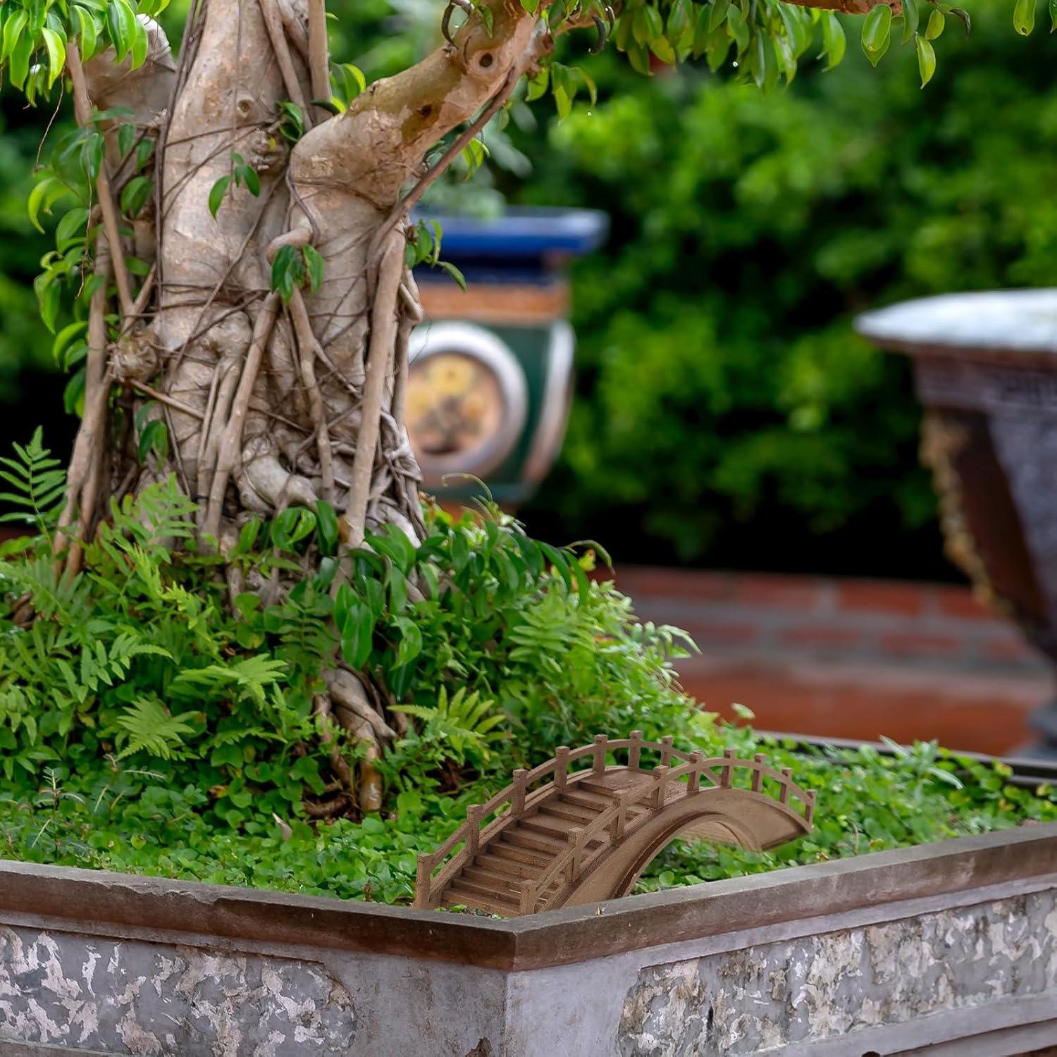 Figurita Puente Arco de Madera Miniatura LOGOFUN 21x6x6cm