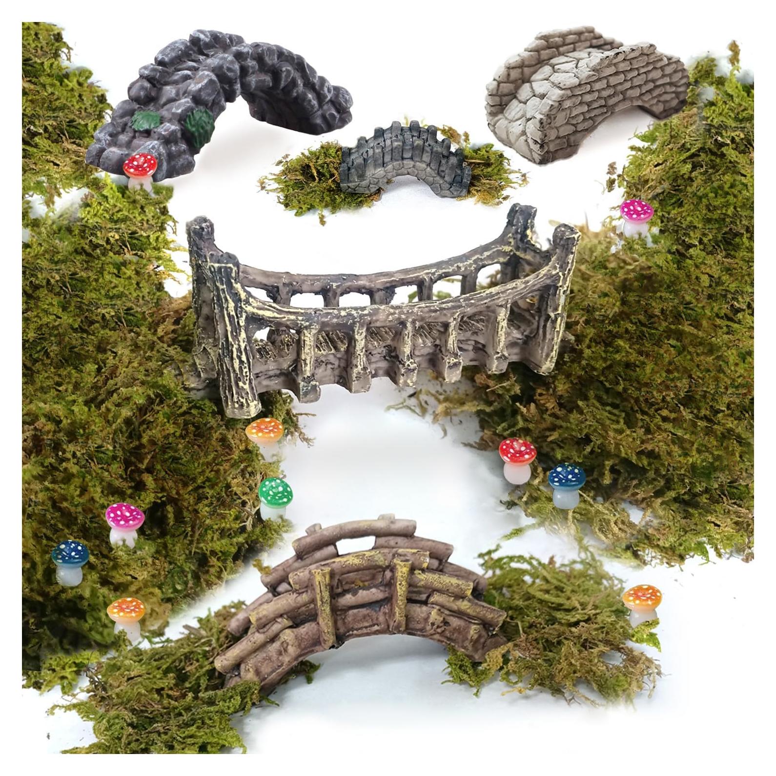 Set de Puentes en Miniatura y Musgo para Jardín DIY
