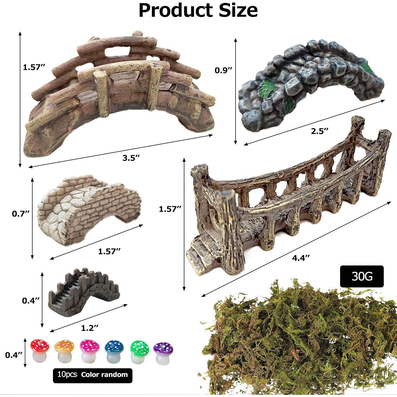 Set de Puentes en Miniatura y Musgo para Jardín DIY