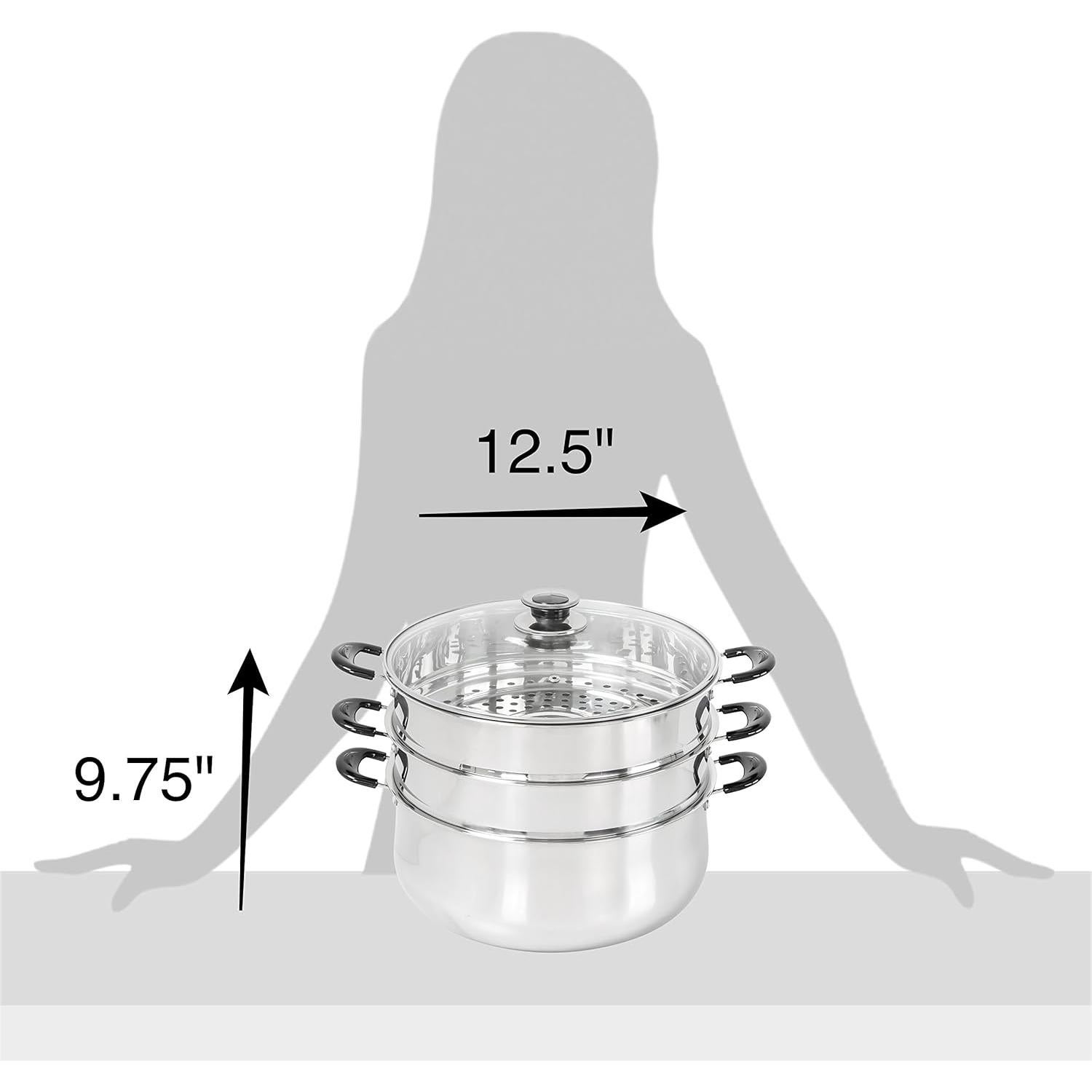 Olla Vapor Concord 30.28L Acero Inoxidable 3 Niveles