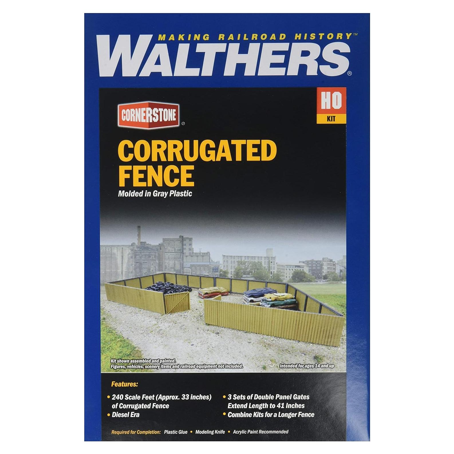 Kit de cerca corrugada Walthers 1.25" (3.1 cm) escala HO