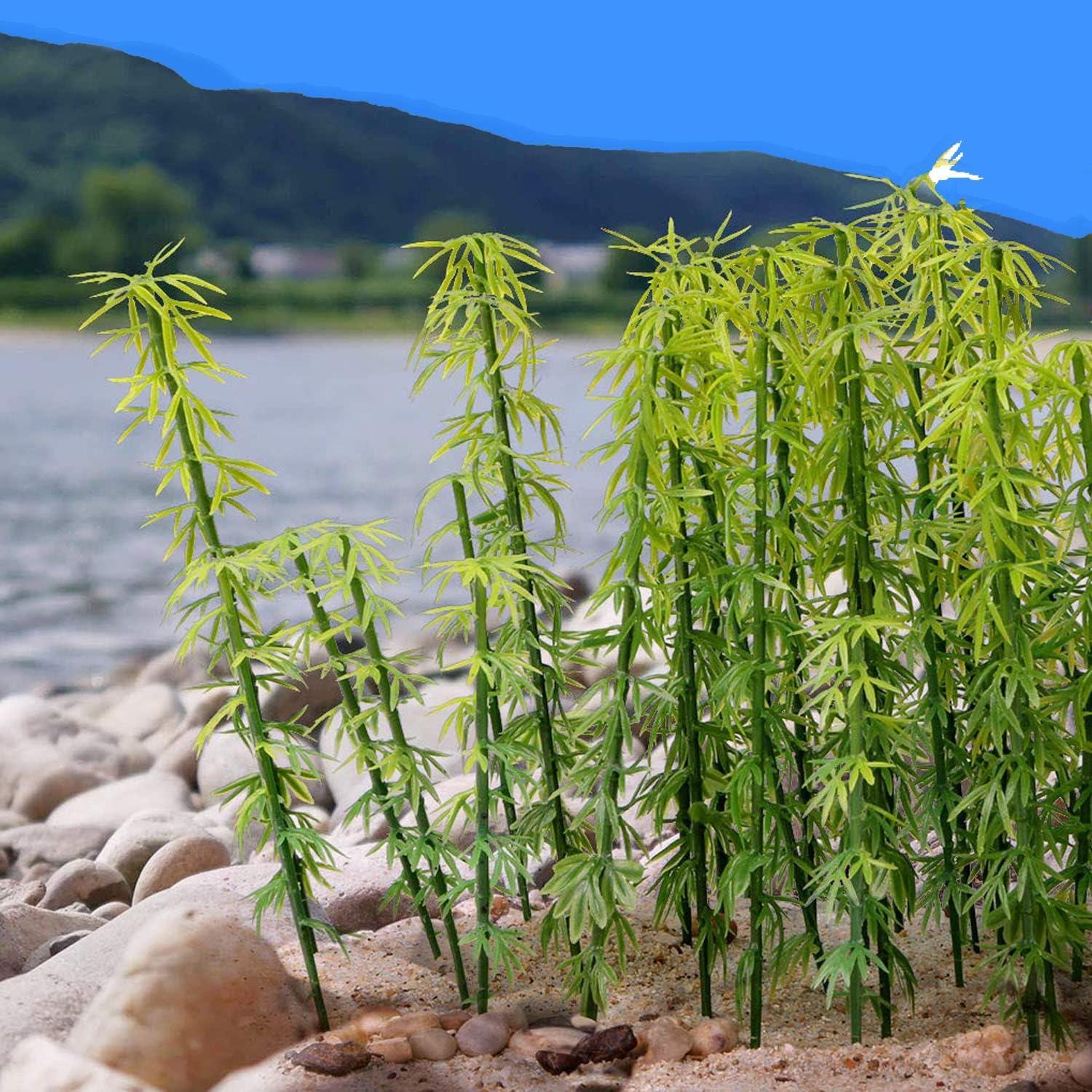 Woohome 30 PCS Árboles de Bambú Miniatura y Rocas de Musgo