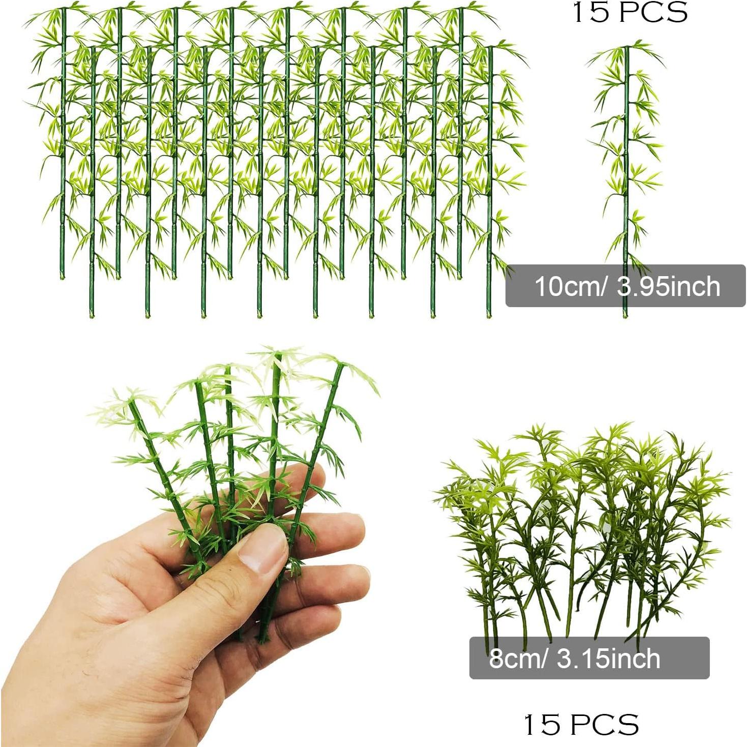 Woohome 30 PCS Árboles de Bambú Miniatura y Rocas de Musgo