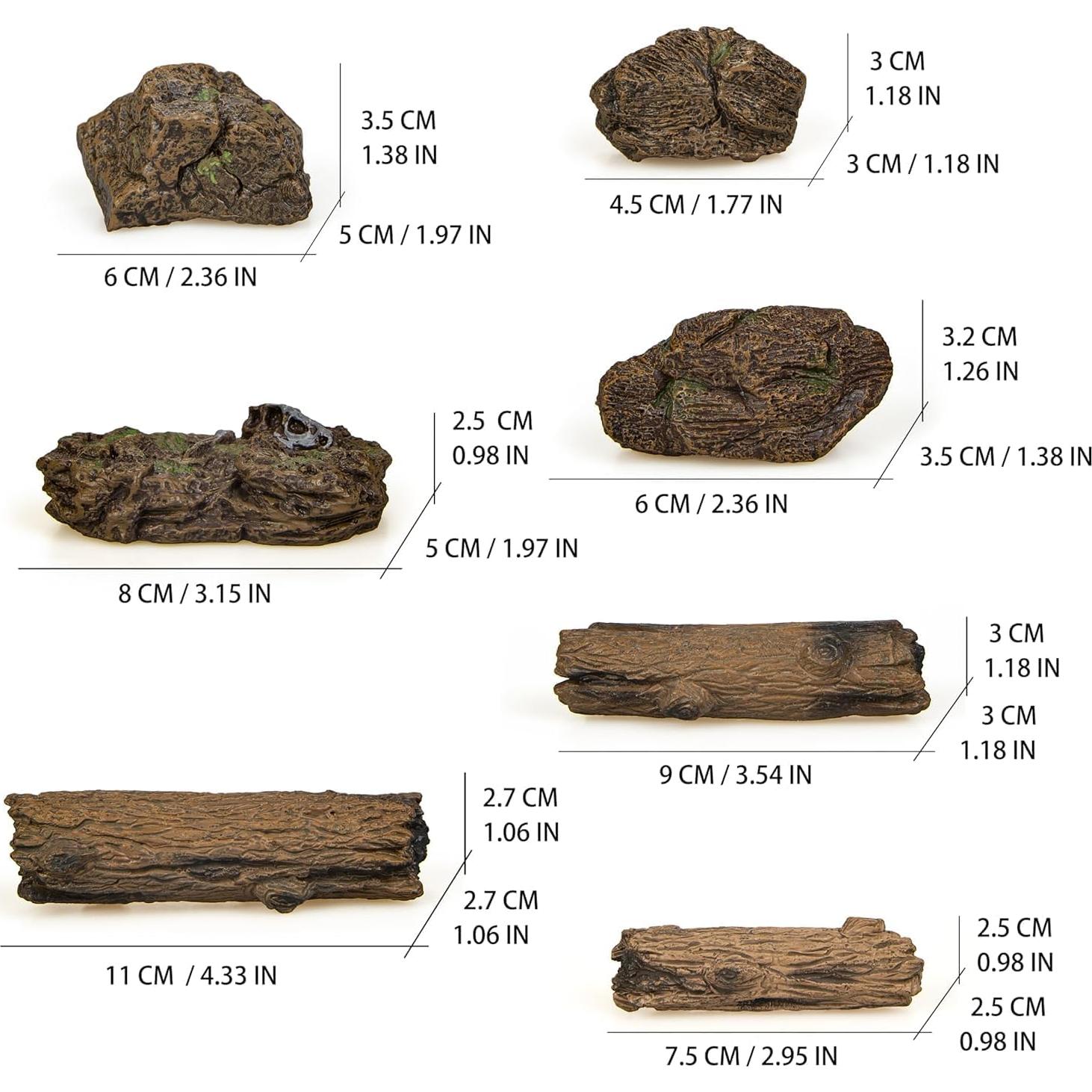 7 Piezas Troncos y Rocas Artificiales PIVNASY para Jardín
