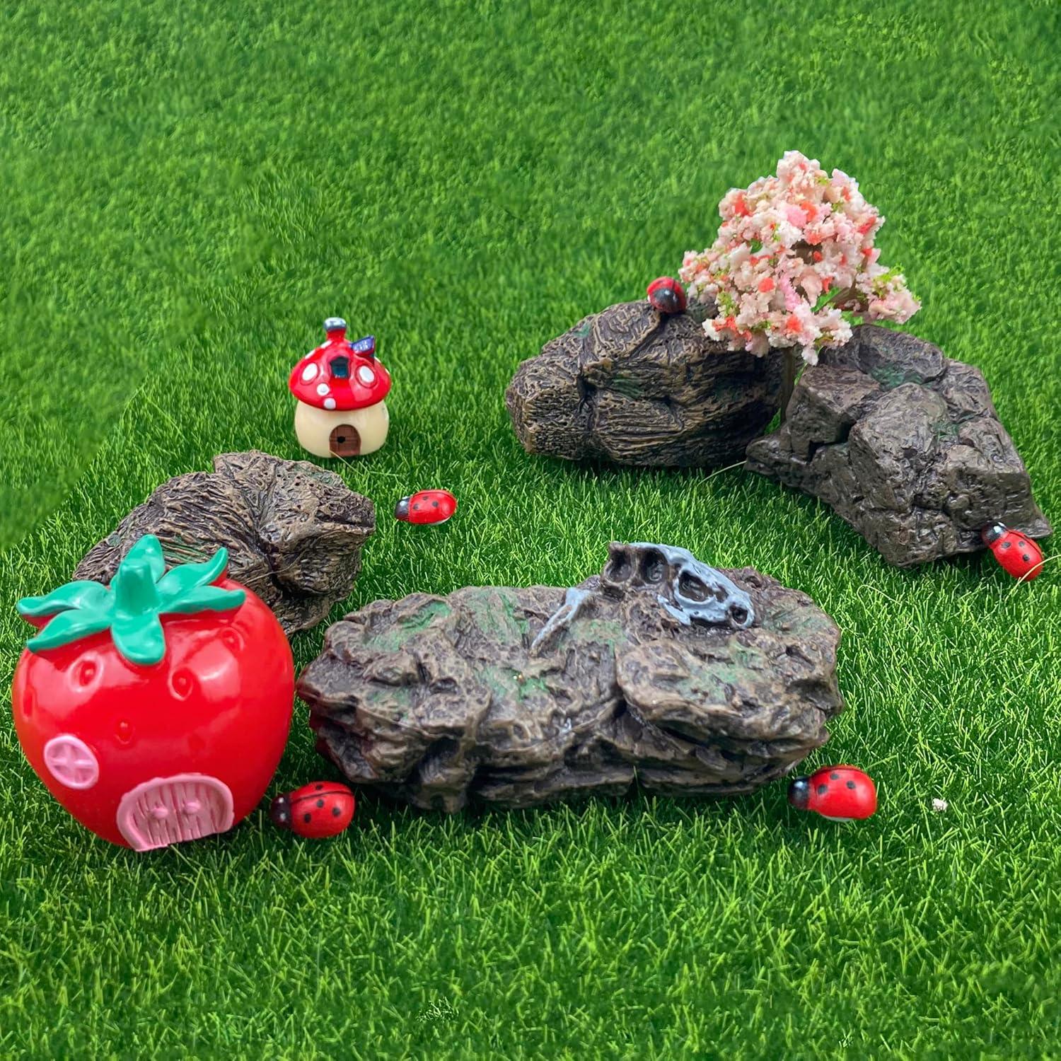 7 Piezas Troncos y Rocas Artificiales PIVNASY para Jardín