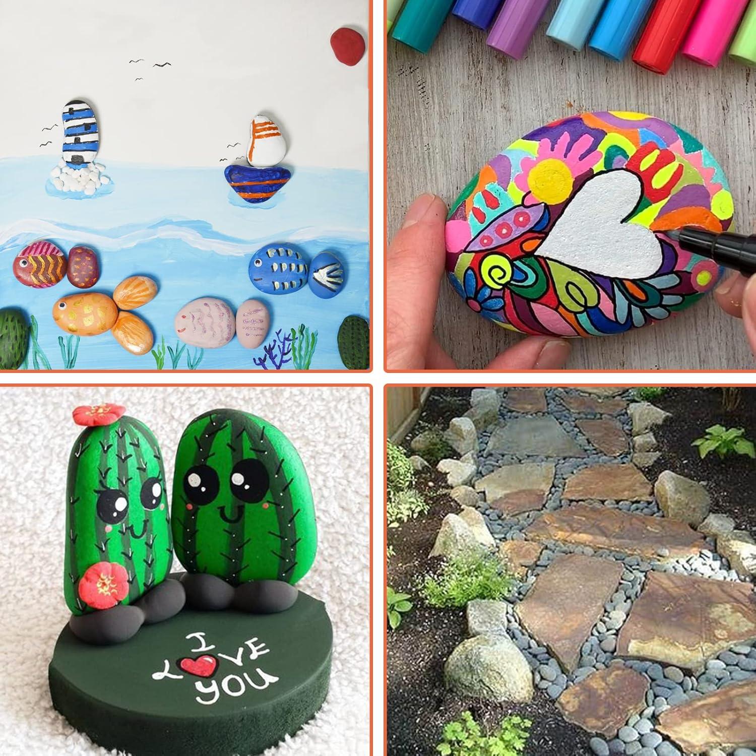 Simetufy 30 Piedras de Río Suaves para Pintar 3-8.89 cm