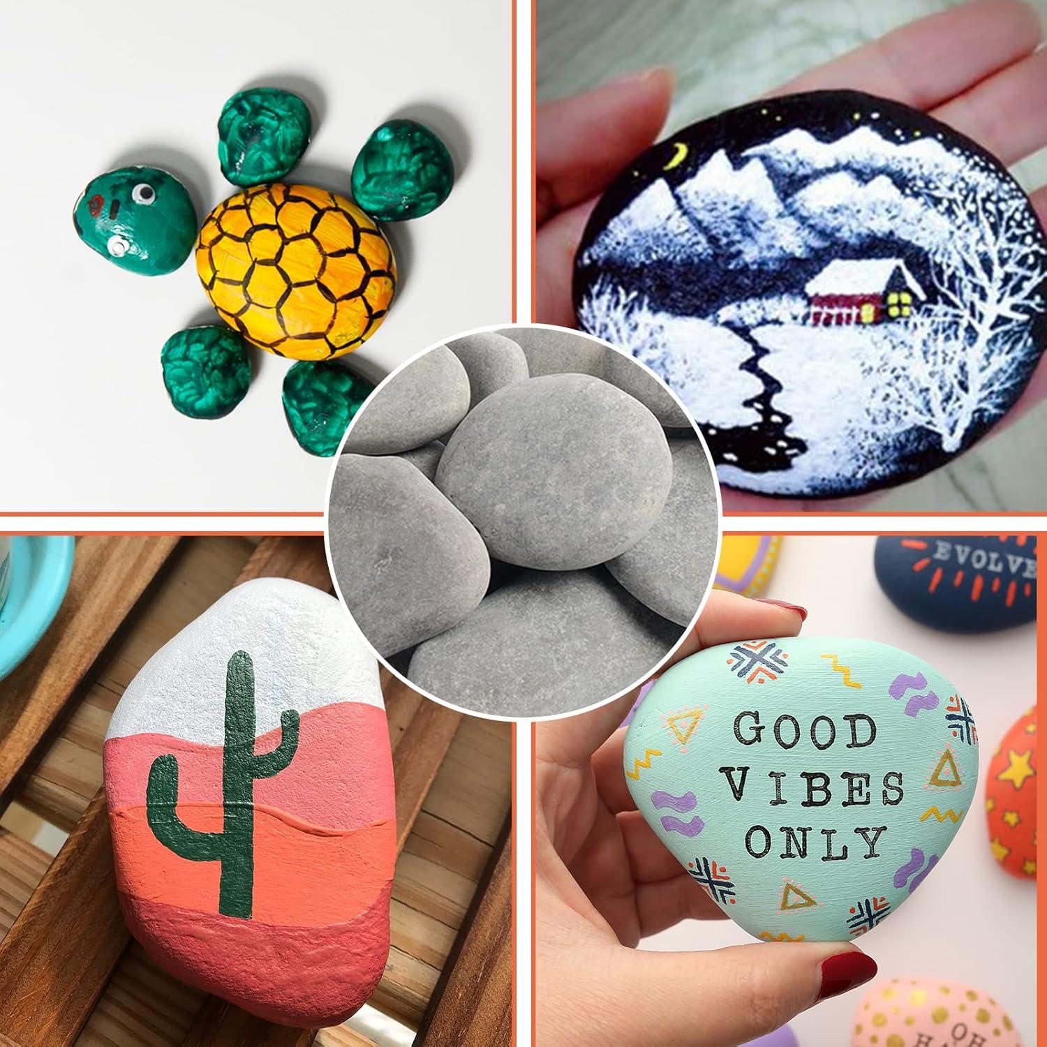 Simetufy 30 Piedras de Río Suaves para Pintar 3-8.89 cm