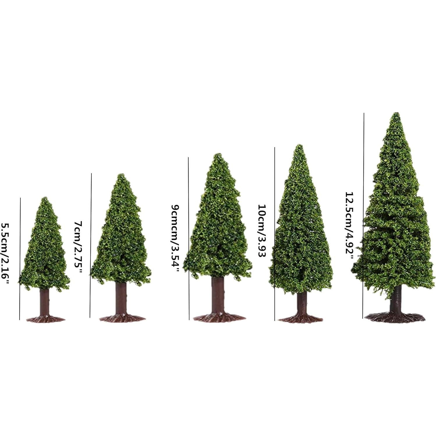 10 Árboles de Cedro alblinsy para Diorama Miniatura Verde