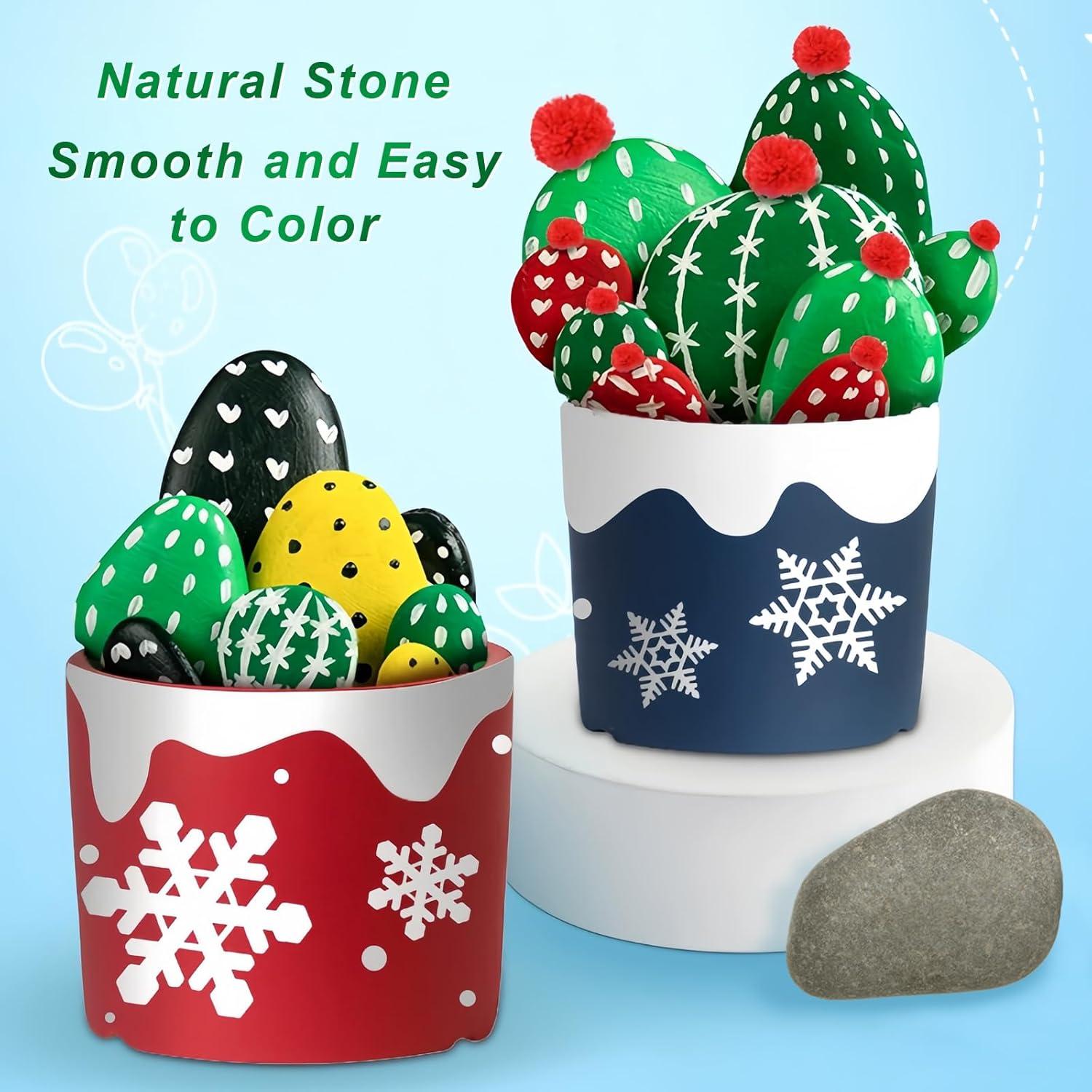 80 Pcs River Rocks for Painting, 1.2-2 Inch River Rocks Caft Rocks for Arts Multi-Color Painting Rocks for Kids Project, Crafts and Family DIY Project