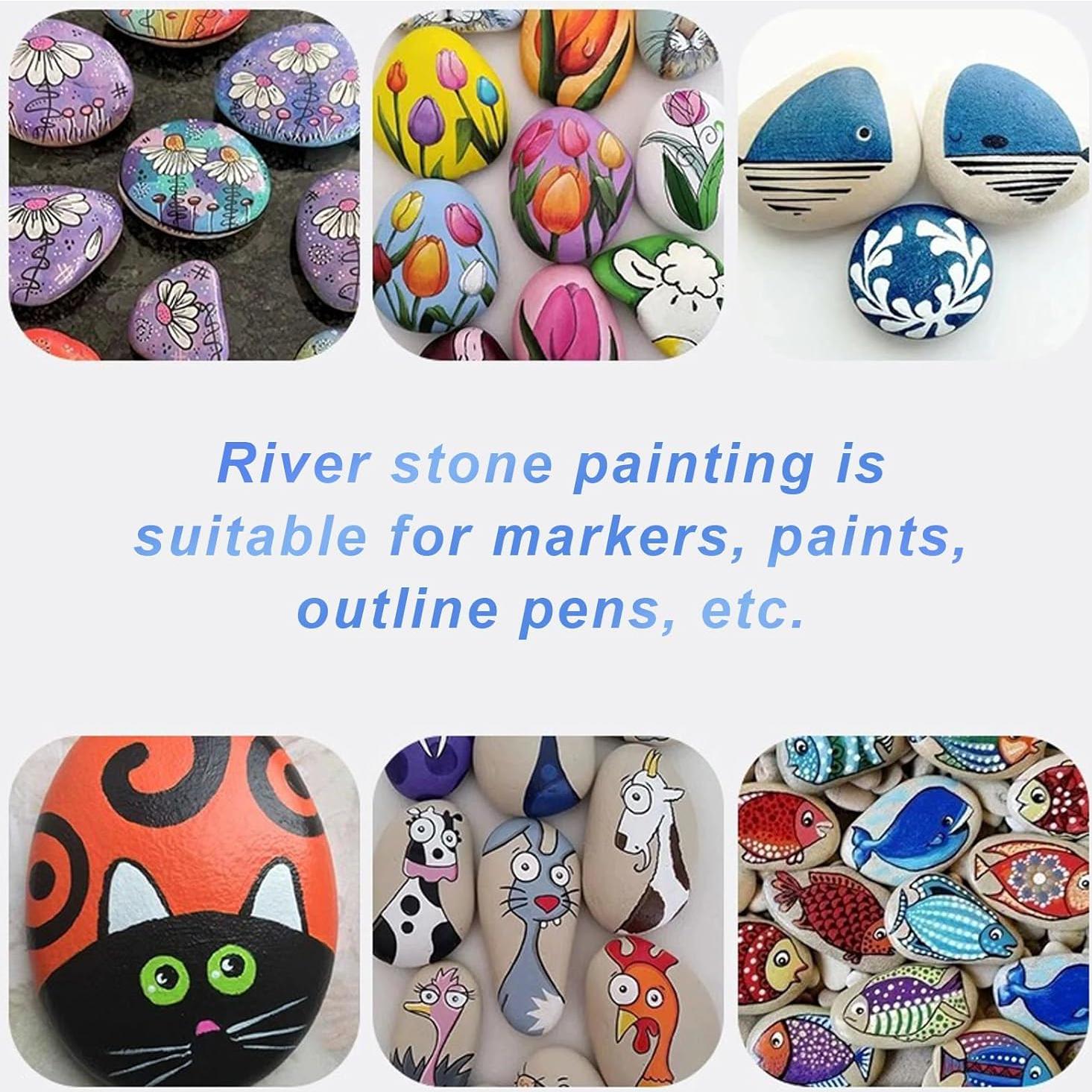 80 Pcs River Rocks for Painting, 1.2-2 Inch River Rocks Caft Rocks for Arts Multi-Color Painting Rocks for Kids Project, Crafts and Family DIY Project