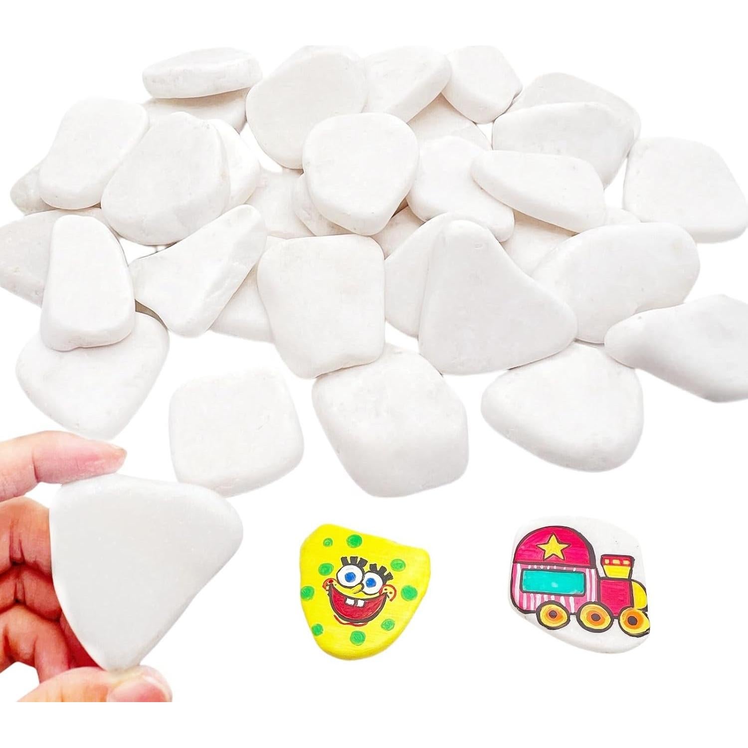 20 Piedras para Pintar Blancas Lifetop 3-5 cm Suaves DIY