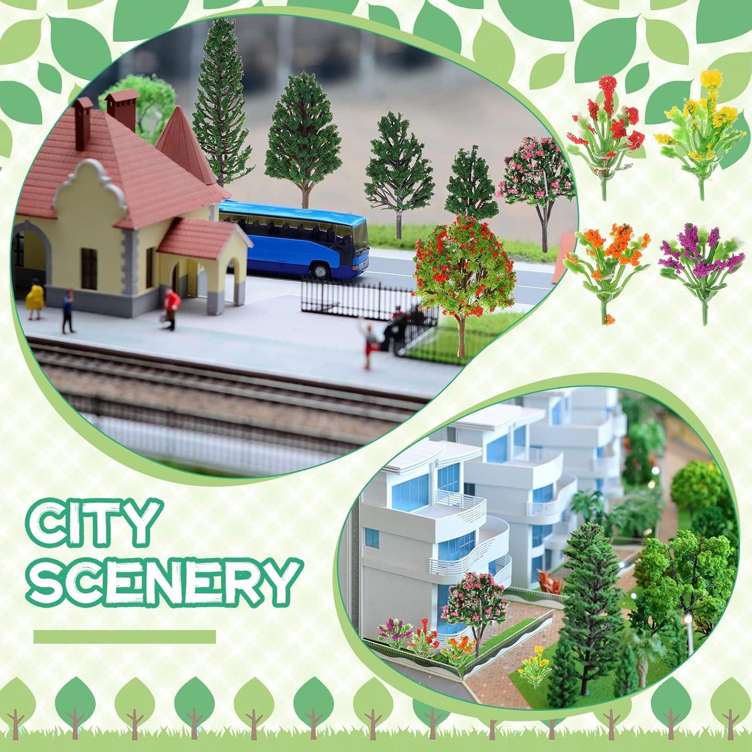 Set 55 Piezas Miniaturas Yilloog: Flores, Árboles y Césped