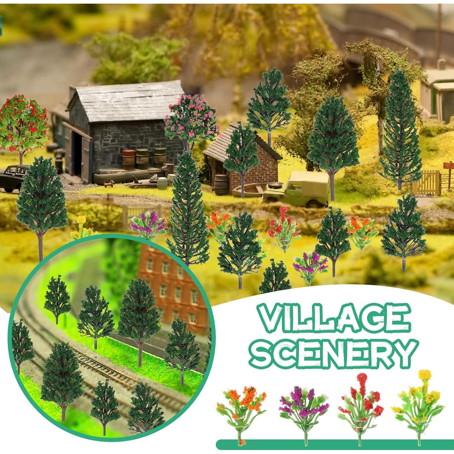 Set 55 Piezas Miniaturas Yilloog: Flores, Árboles y Césped