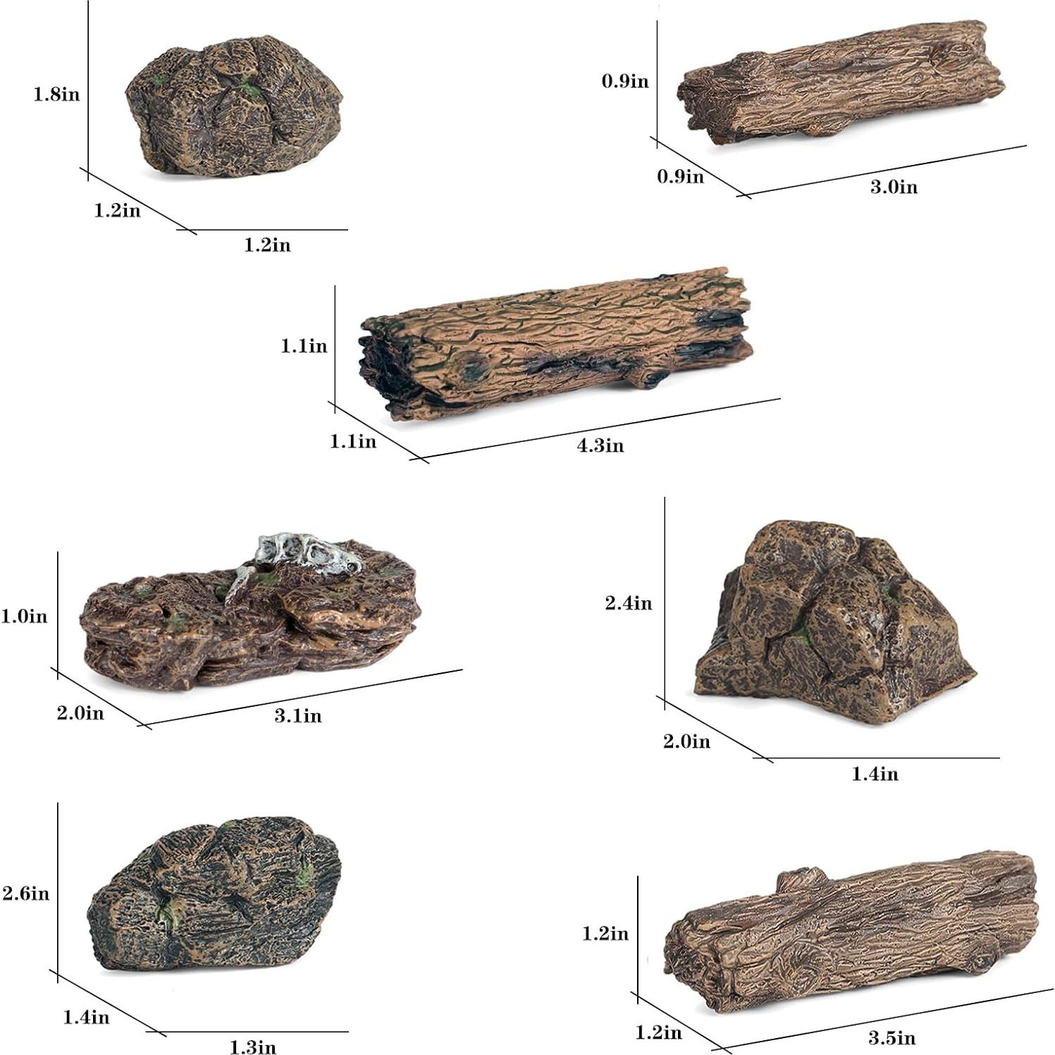 Set 7 Accesorios Diorama Jardín EOIVSH Rocas y Tocones