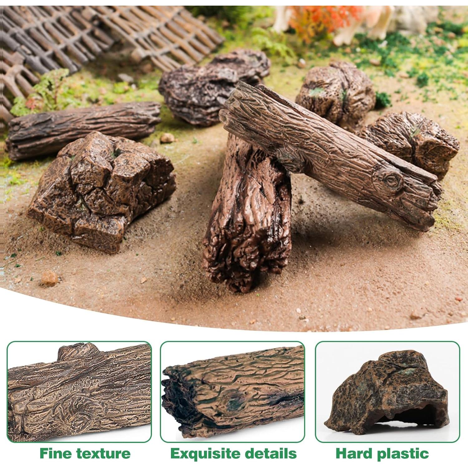 Set 7 Accesorios Diorama Jardín EOIVSH Rocas y Tocones