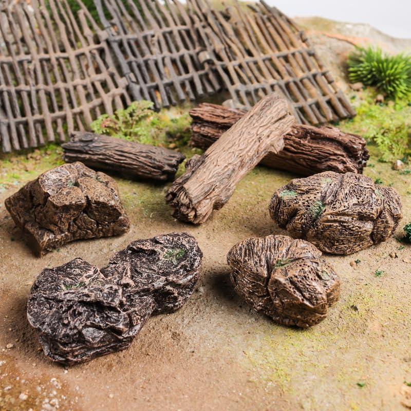 Set 7 Accesorios Diorama Jardín EOIVSH Rocas y Tocones